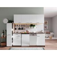 Küchenblock Oliver m. Geräten Weiß - Eichefarben/Alufarben, Basics, Holzwerkstoff/Kunststoff (225cm) - Respekta