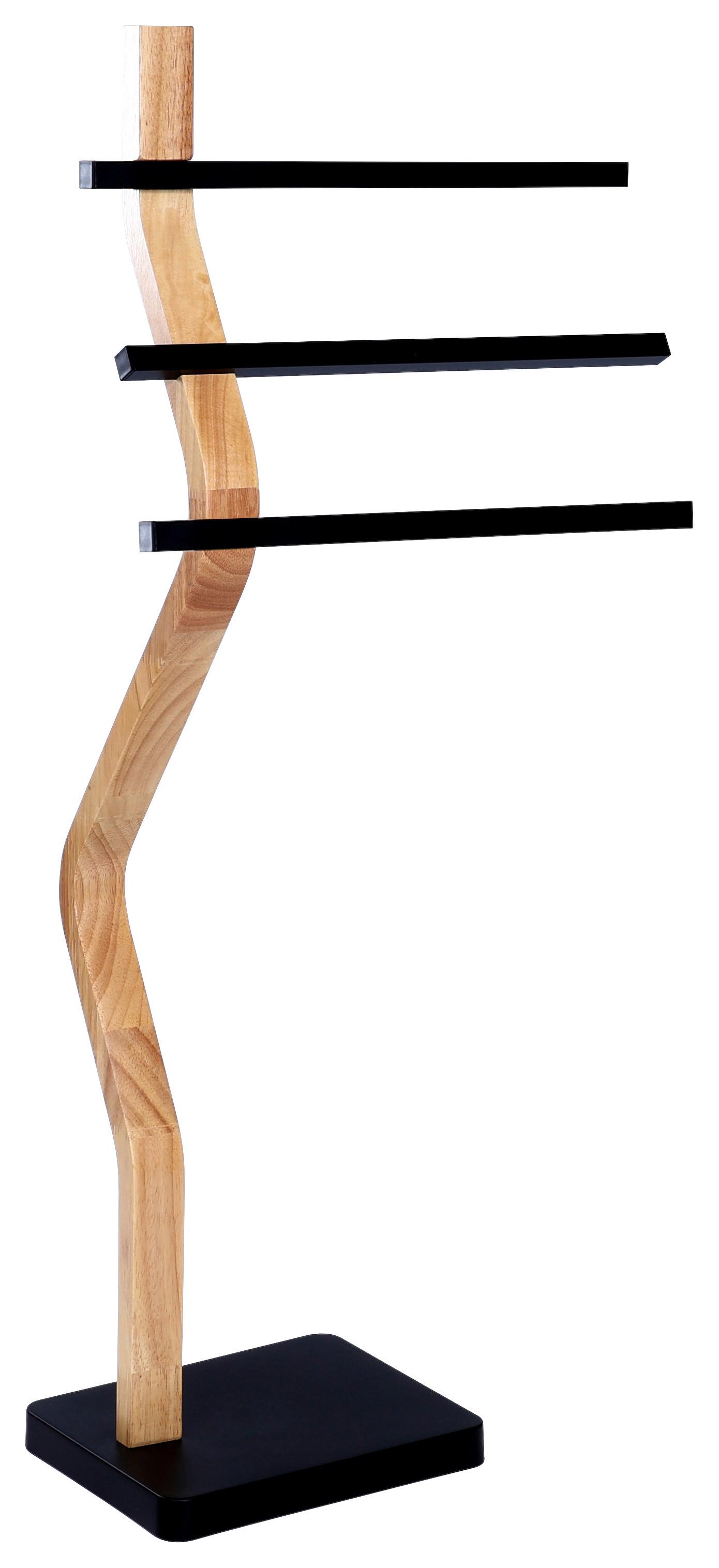 Držalo Za Brisače Emilio, Naravne Barve, Črna - črna/naravne barve, Trend, kovina/leseni material (43/85/26cm) - Homezone