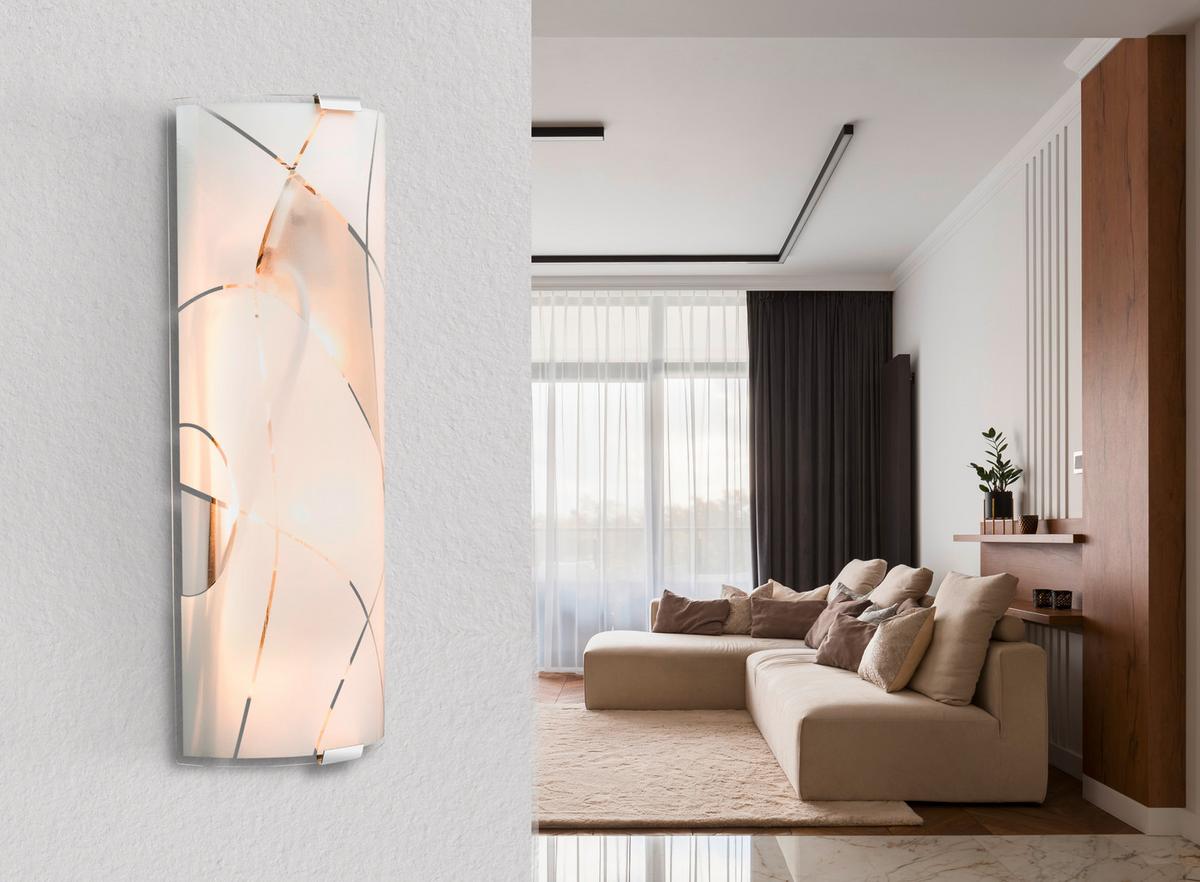 Zidna Svjetiljka 40403w1 - bijela/boje kroma, Design, staklo/metal (36/6/15cm) - Globo