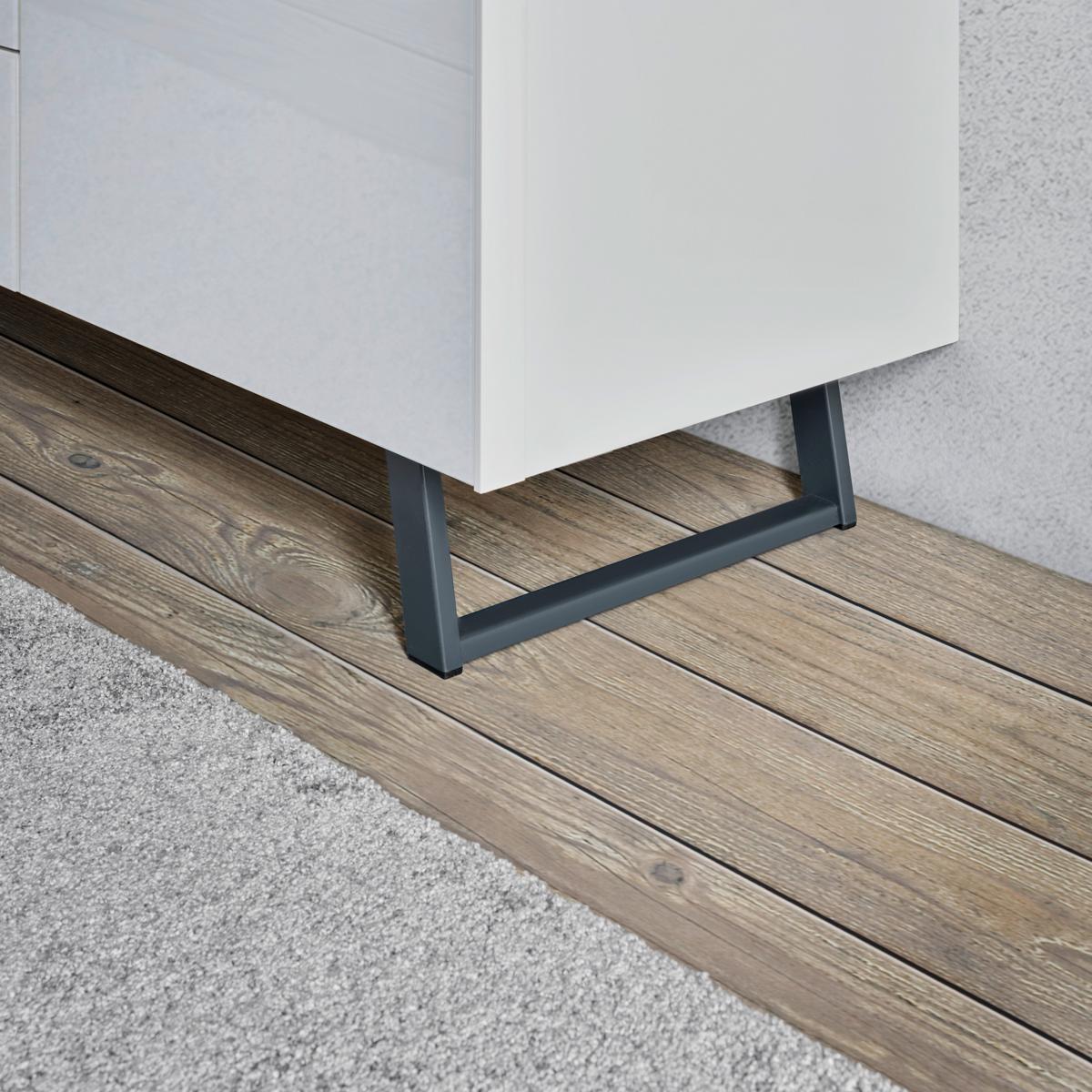 Nizka Omarica Max Box, Bela - barve nerjavečega jekla/črna, Moderno, kovina/umetna masa (235/63/45cm) - Premium Living