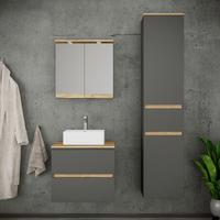 Badezimmer Cosila - Honigeiche/Weiss, Trend, Keramik/Holzwerkstoff (90cm) - MID.YOU