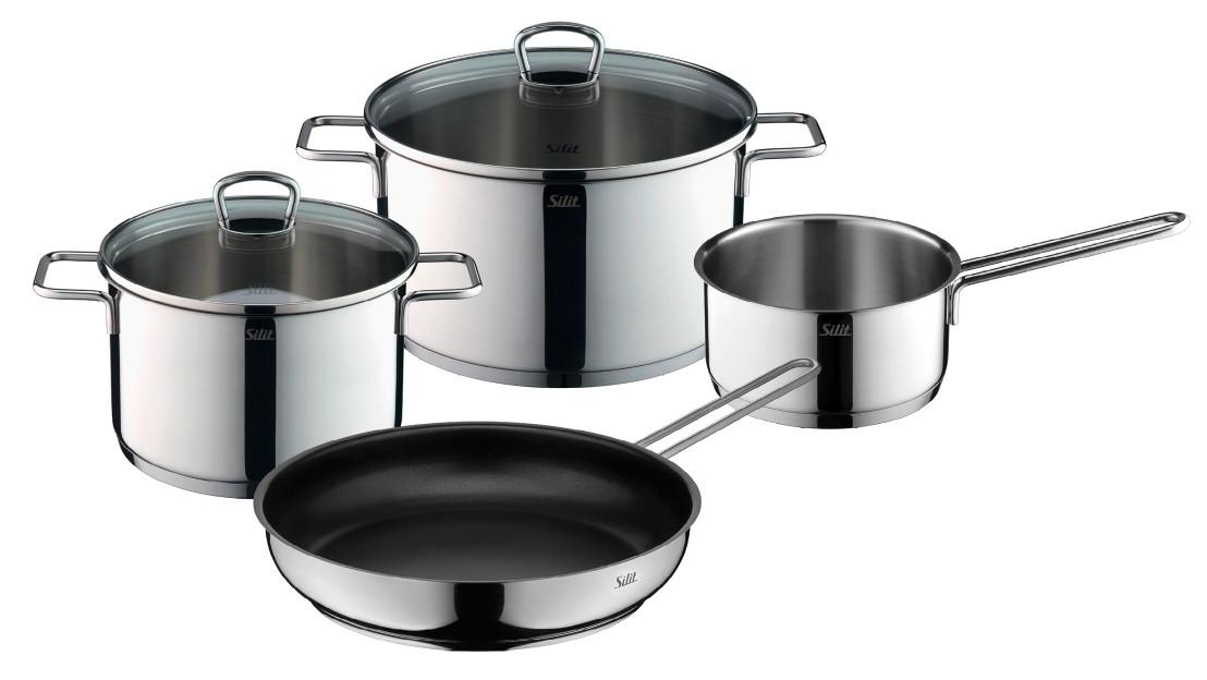 Kochtopfset Silit aus Edelstahl, 4-teilig - Glas/Metall