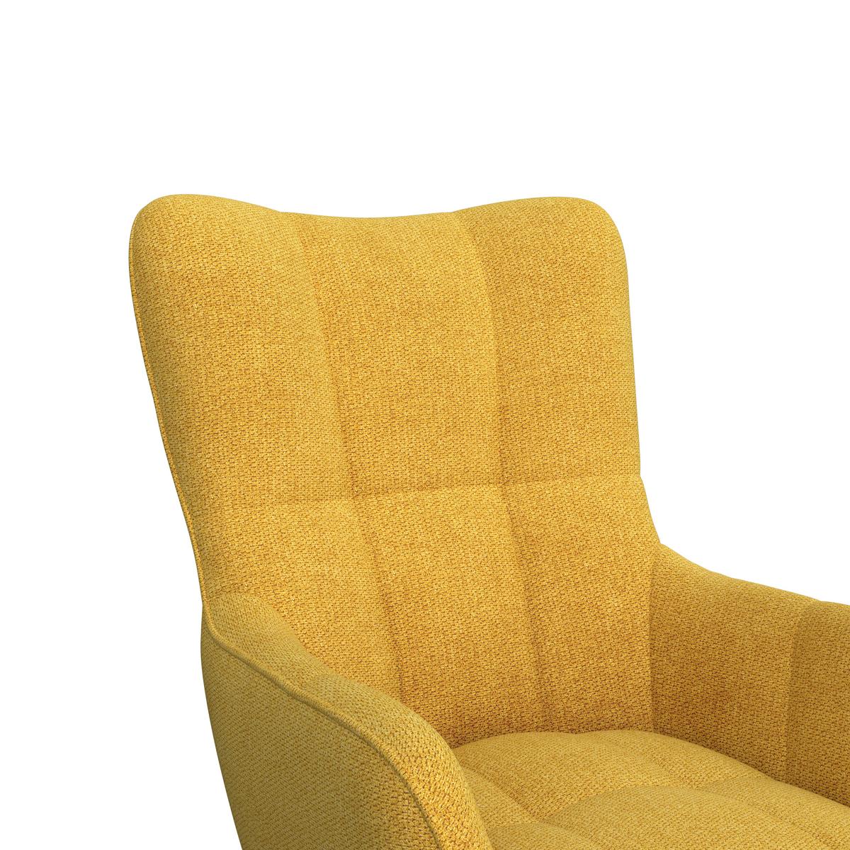 Fotelj Hanoi, Rumena, S Taburejem - rumena/črna, Moderno, kovina/tekstil (71/98/83cm)