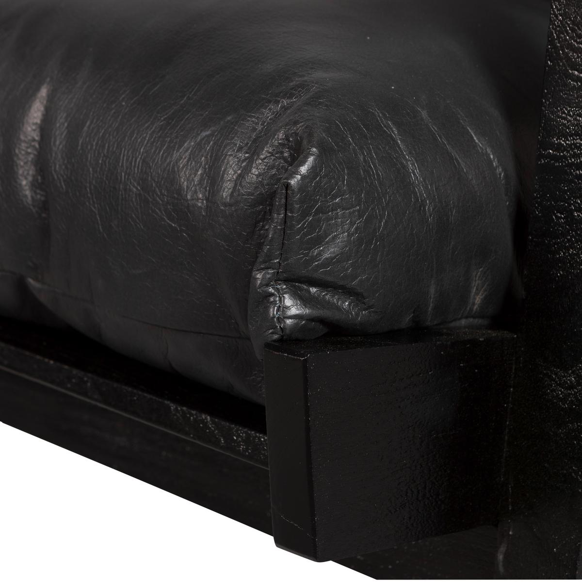 Sessel Houston Akazie/Leder Schwarz - Schwarz, Design, Leder/Holz (71/86/71cm) - Livetastic