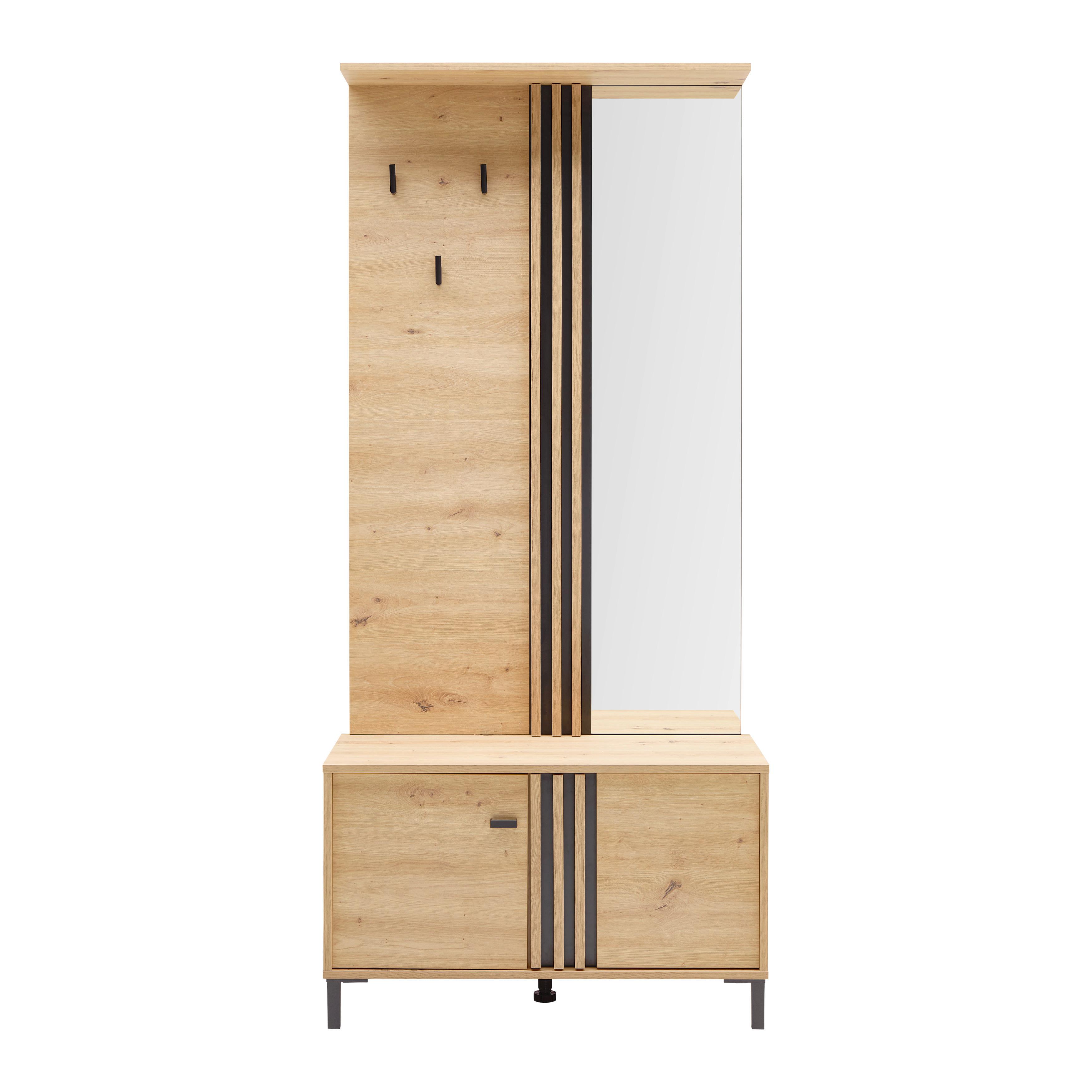 HALLMÖBEL LAVAL - svart/ek Artisan, Modern, trämaterial/glas (87/190/40cm) - Mömax