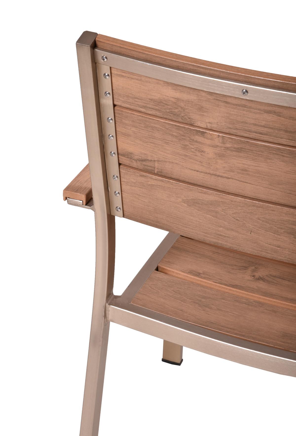 Gartenstuhl-Set Florence Teak/Champagner 2er-Set - Champagner/Teakfarben, Basics, Kunststoff/Metall (55/85/60cm) - Gardenson