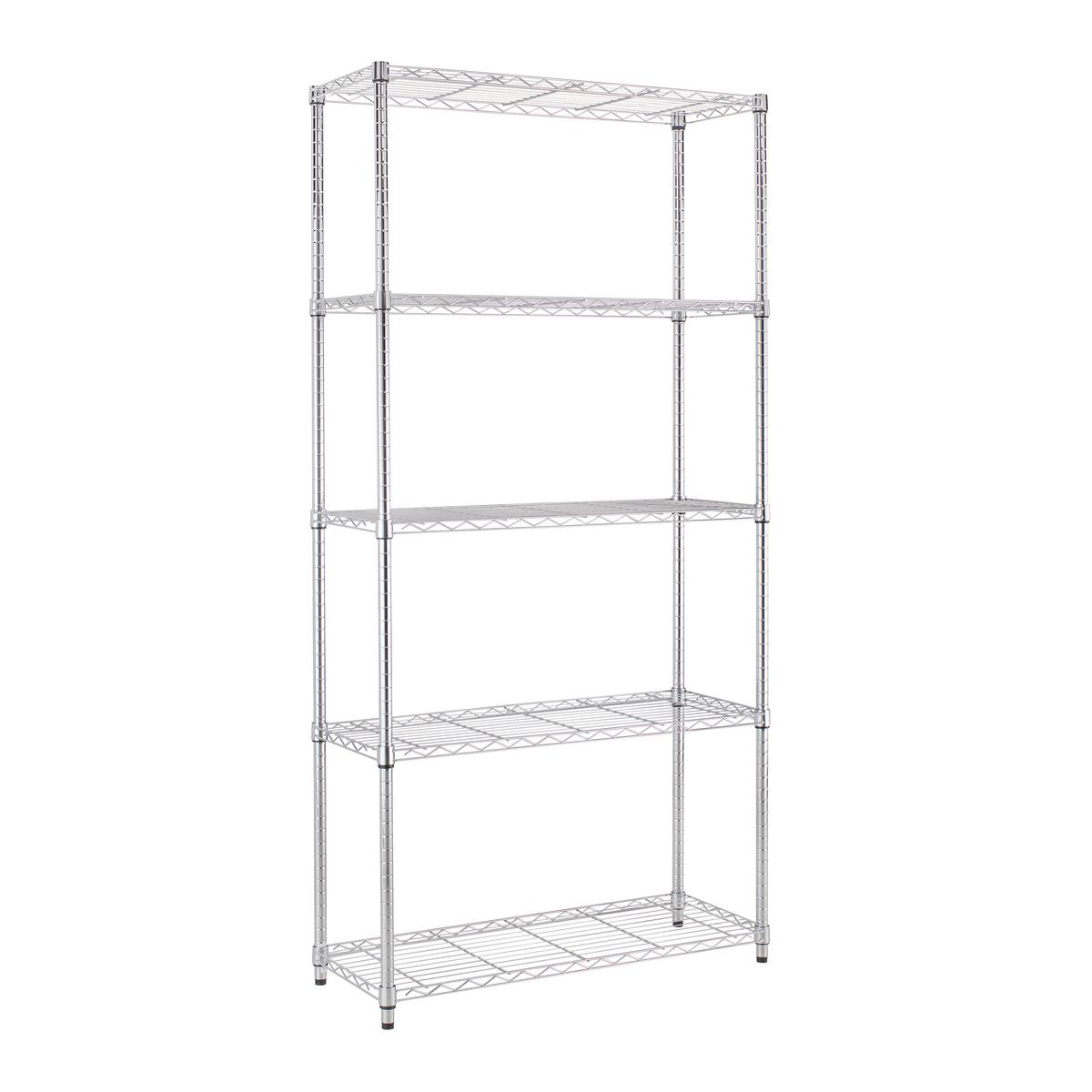 Regal m. 5 Einlegeböden Meran 2 B: 91 cm Chromfarben - Chromfarben, KONVENTIONELL, Metall (91/184/36cm) - Mömax