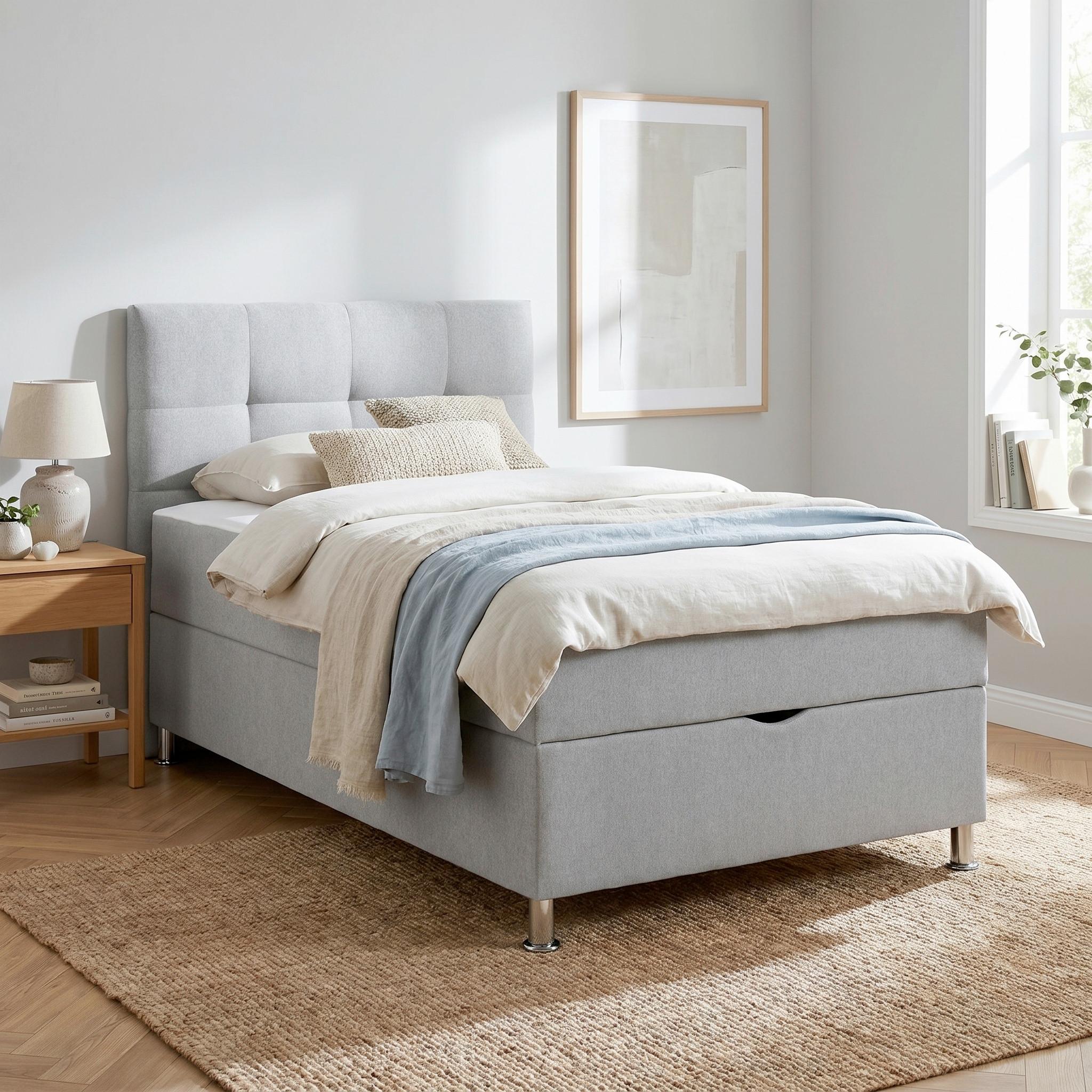 Pat box Oviedo - gri deschis, Konventionell, textil (120/200cm) - Mömax