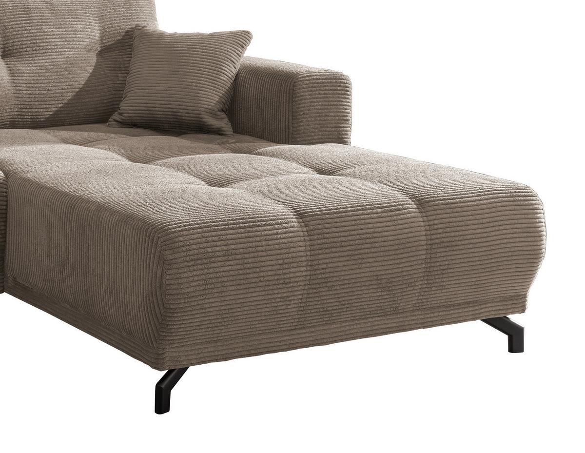 Wohnlandschaft Restato Graubraun Cord - Graubraun/Schwarz, MODERN, Holz/Textil (246/177cm) - MID.YOU