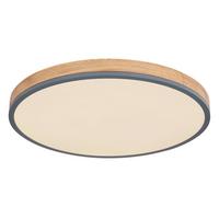 LED-Deckenleuchte Doro max. 40 Watt - Opal/Graphitfarben, Natur, Holzwerkstoff/Kunststoff (60/8,5cm) - Globo