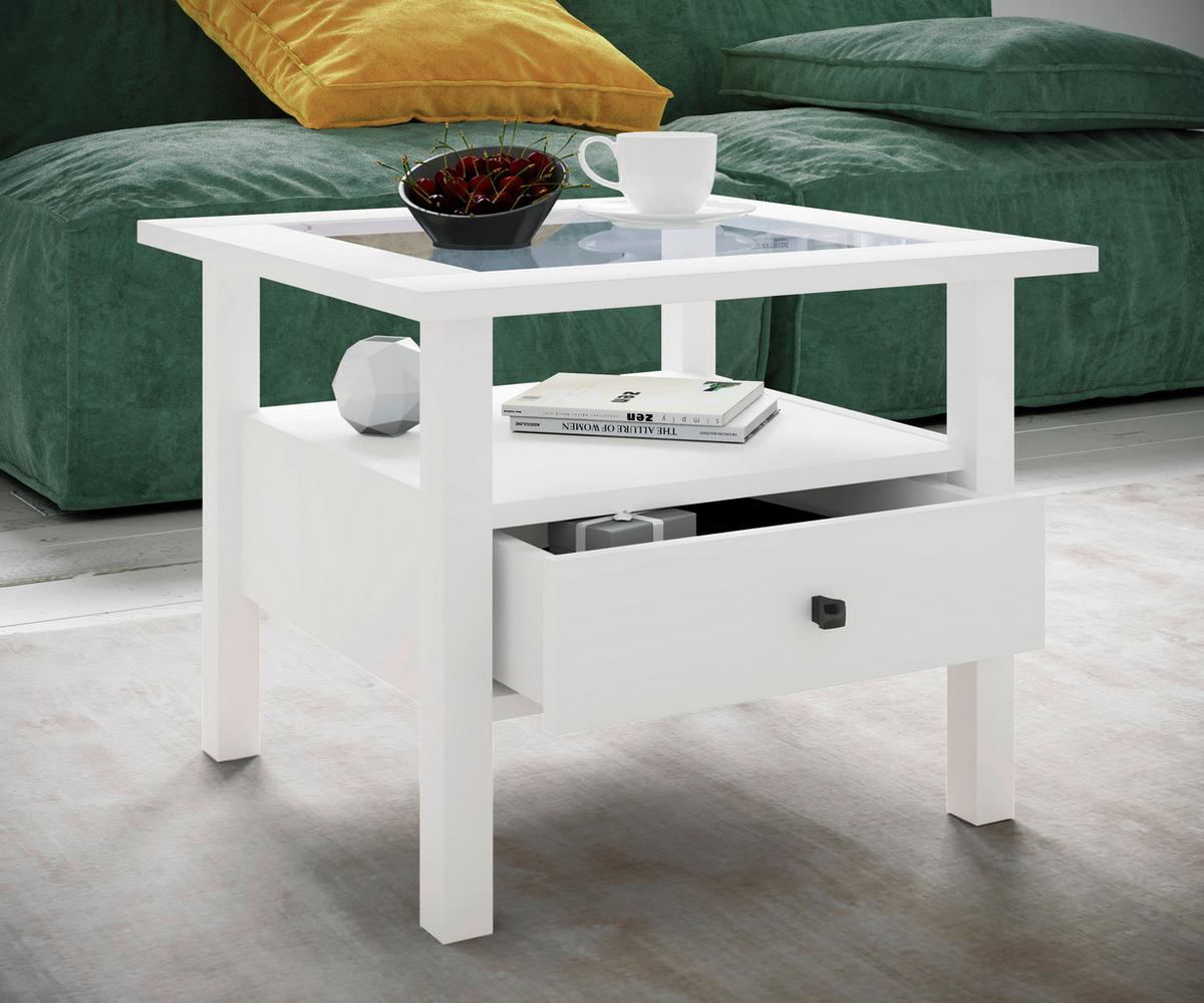 COUCHTISCH LINGIS M - Weiss/Schwarz, Lifestyle, Glas/Holzwerkstoff (54/54/42cm) - MID.YOU