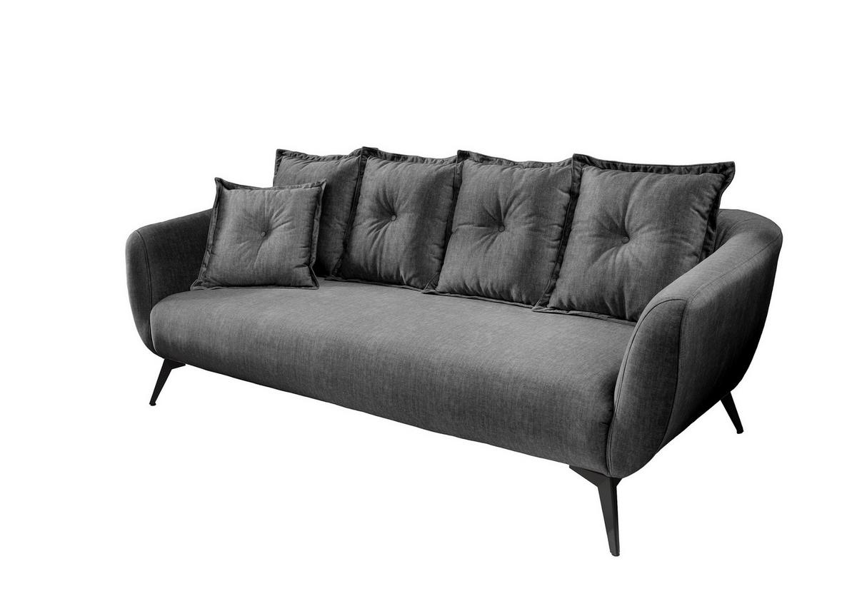 3-Sitzer-Sofa Baggio Grau Velours - Schwarz/Grau, MODERN, Holz/Textil (236/94/103cm) - Livetastic