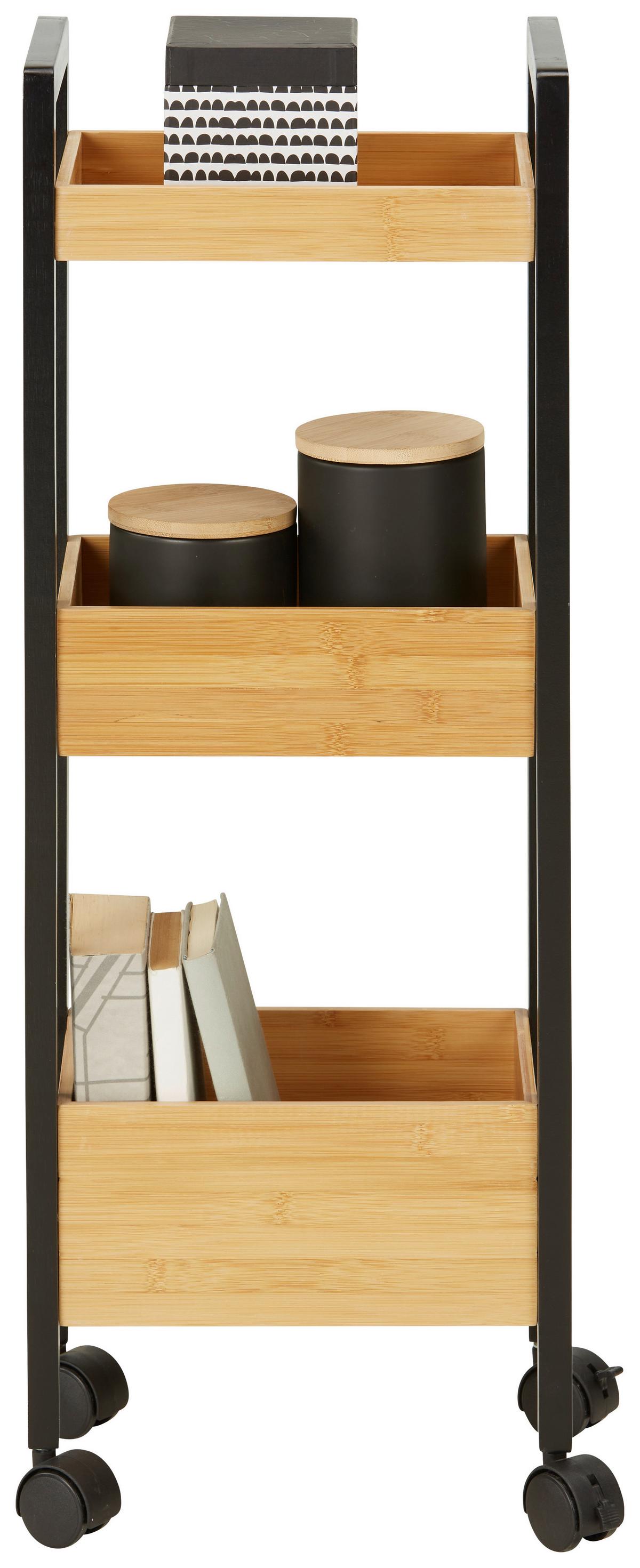 Allzweckwagen in Naturfarben/Schwarz - Schwarz/Naturfarben, MODERN, Naturmaterialien/Kunststoff (28,5/79/19cm) - Based
