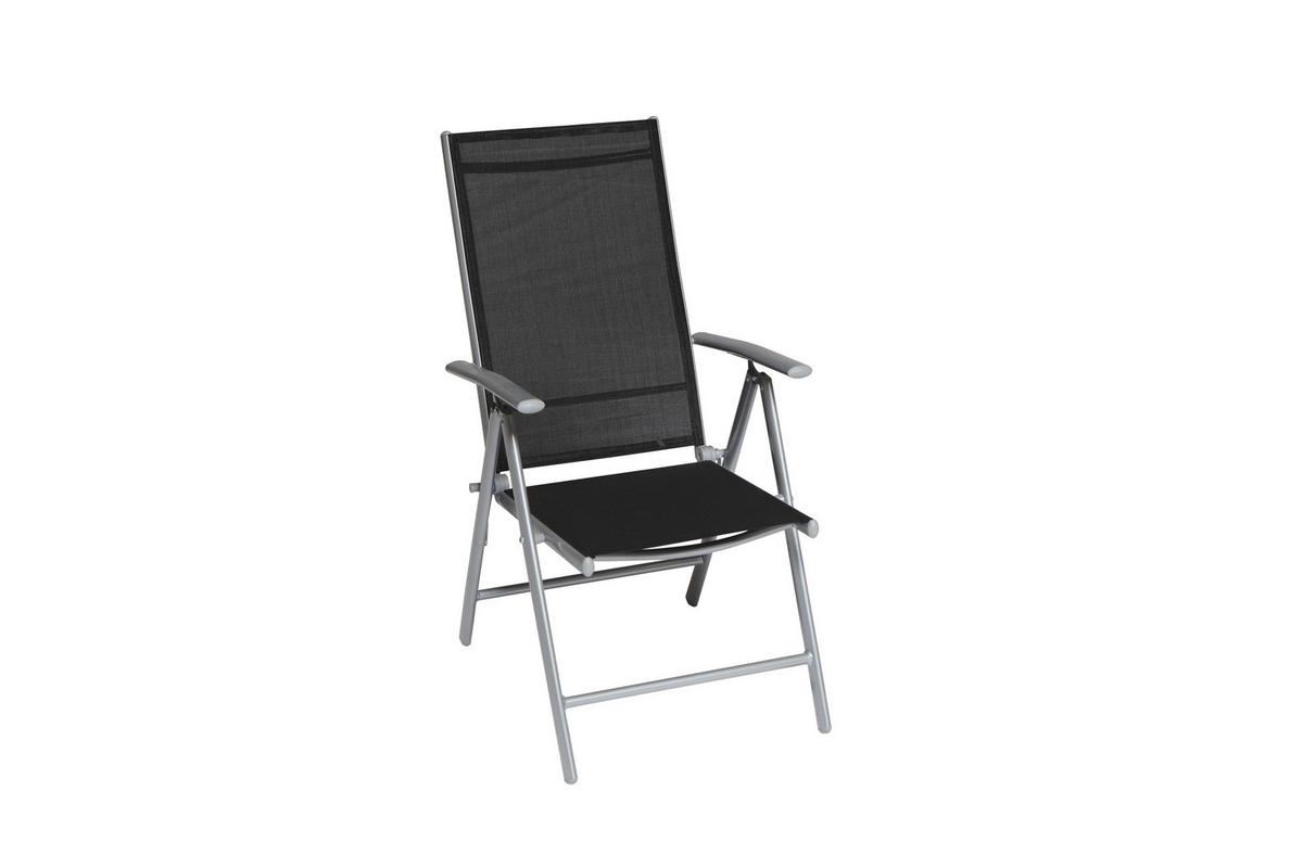 Gartensessel "Amalfi" klappbar verstellbar Metall/Textil - Silberfarben/Schwarz, KONVENTIONELL, Textil/Metall (57/108/65cm) - Gardenson
