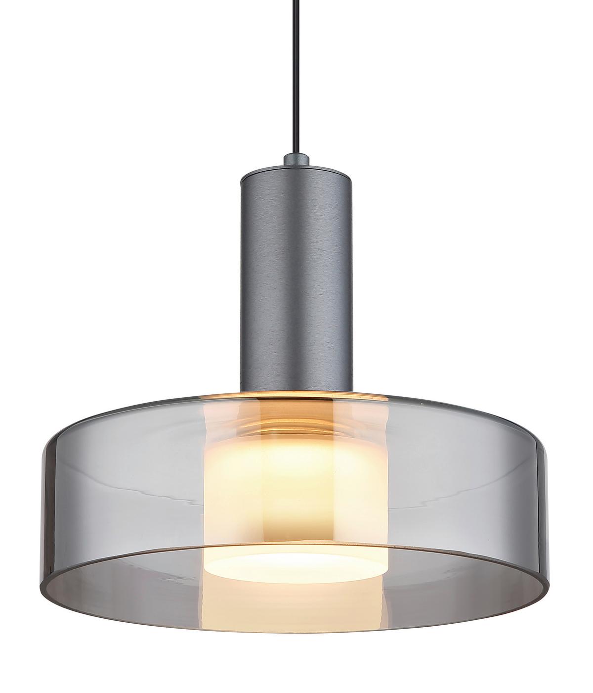 LED-HÄNGELEUCHTE 16019H  GRANT - Schwarz/Grau, Design, Glas/Kunststoff (22/150cm) - Globo