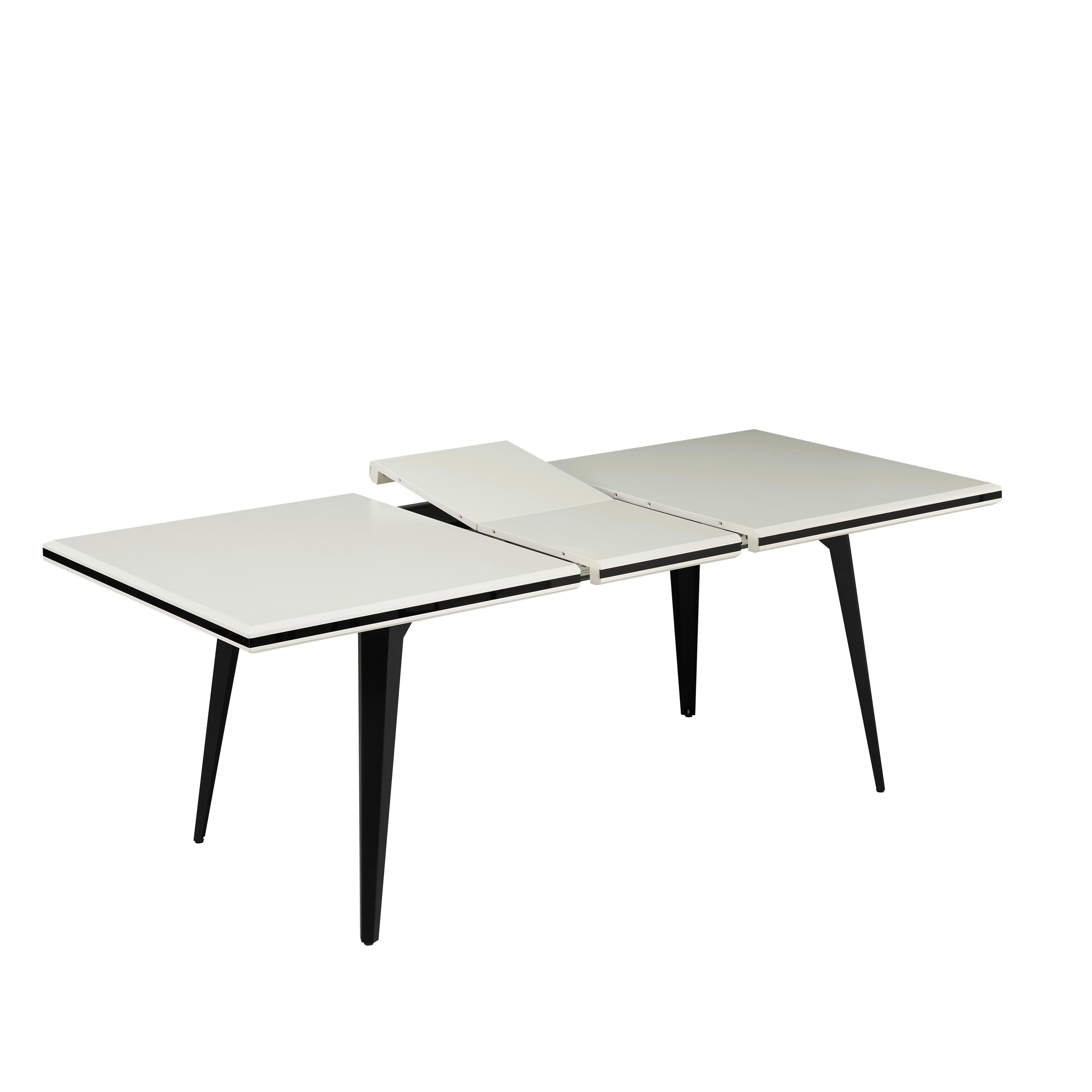 Raztegljiva Miza Kobe, Bela, 160-200x90 - črna/bela, Moderno, kovina/leseni material (160-200/76/90cm) - Modern Living