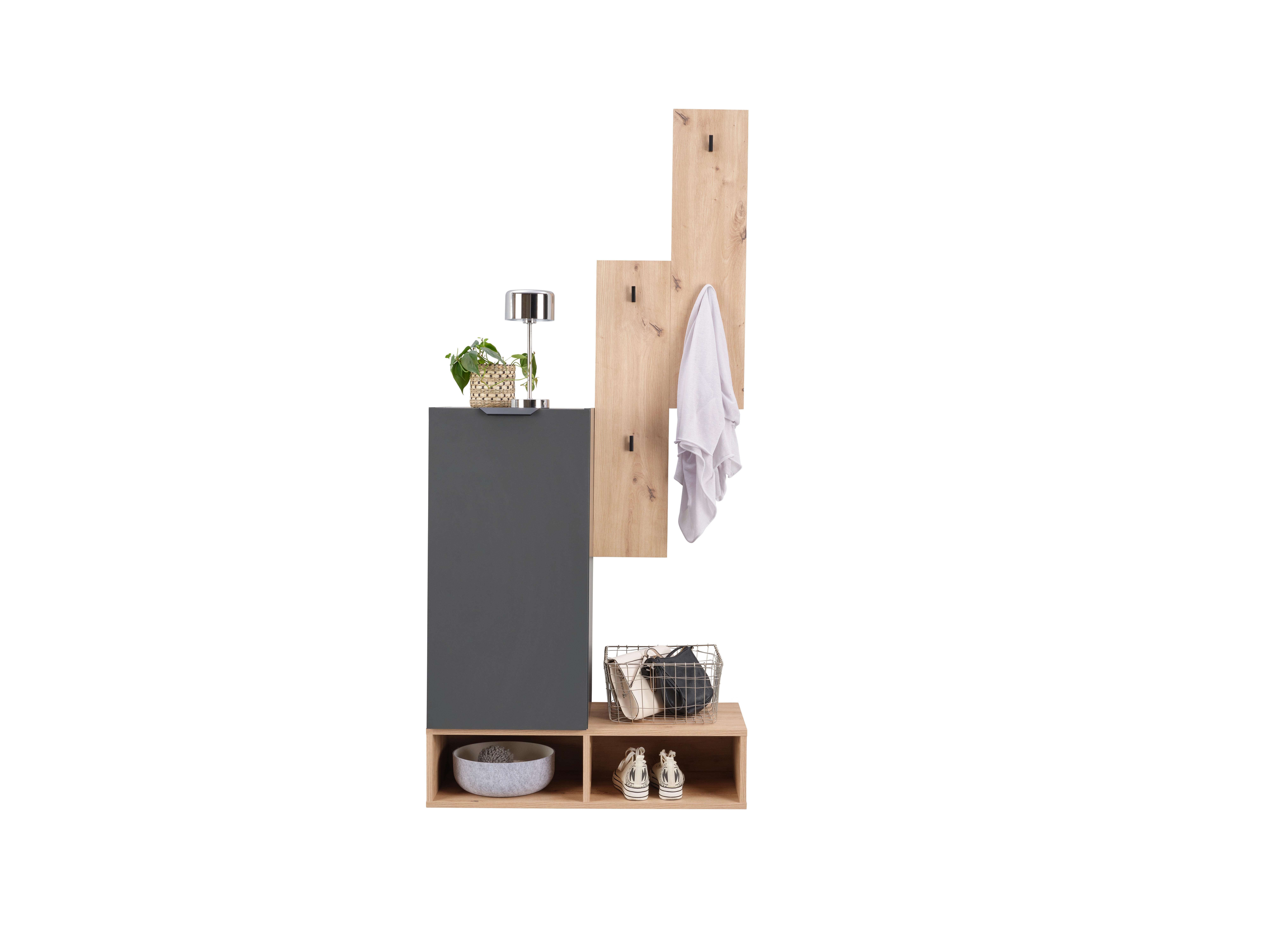 Ansamblu de hol CIAO - stejar Artisan/antracit, Modern, material pe bază de lemn (80/181/37,9cm) - Modern Living