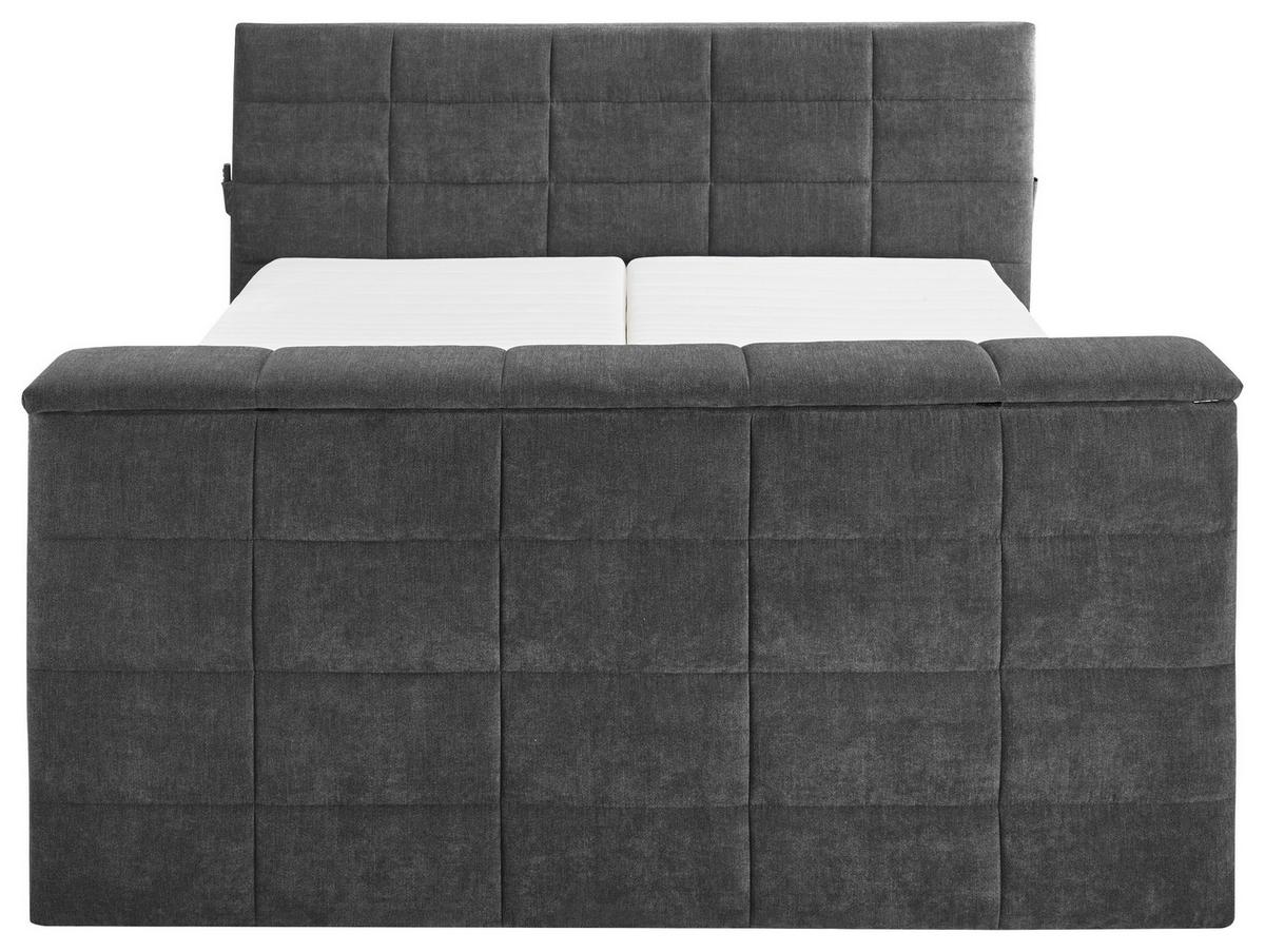 Boxspringbett Denver Anthrazit ca. 180x200 cm mit Topper - Anthrazit, KONVENTIONELL, Textil (180/200cm) - Carryhome