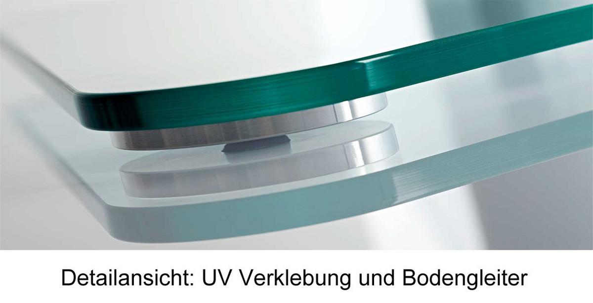 TV-Rack Zental ca. 80x111 cm Silber/Transpar. - Klar/Silberfarben, KONVENTIONELL, Glas/Metall (80/111/40cm) - MID.YOU