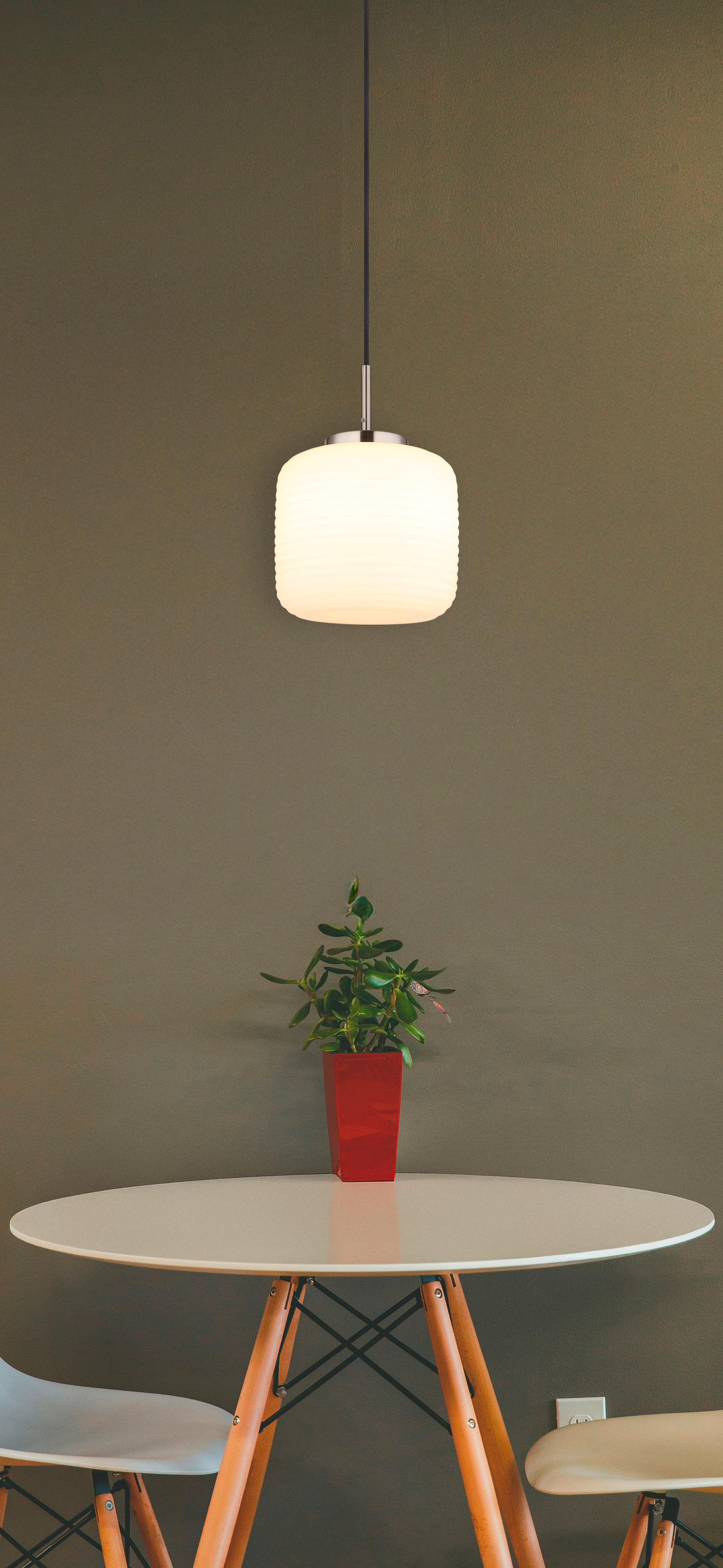 HÄNGELEUCHTE 15772H KLADORA - Weiss/Schwarz, Konventionell, Glas/Textil (24/130cm) - Globo