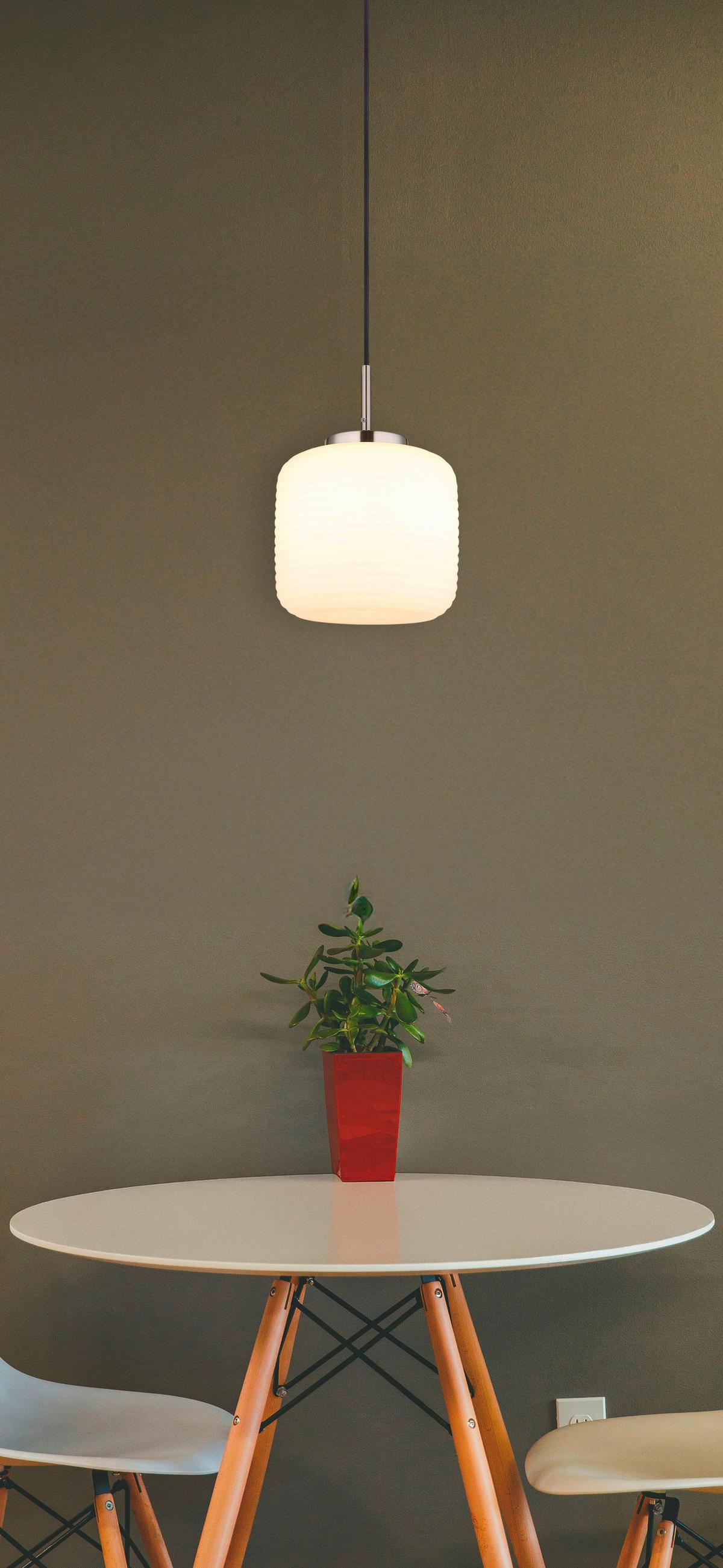 HÄNGELEUCHTE 15772H KLADORA - Weiss/Schwarz, Konventionell, Glas/Textil (24/130cm) - Globo