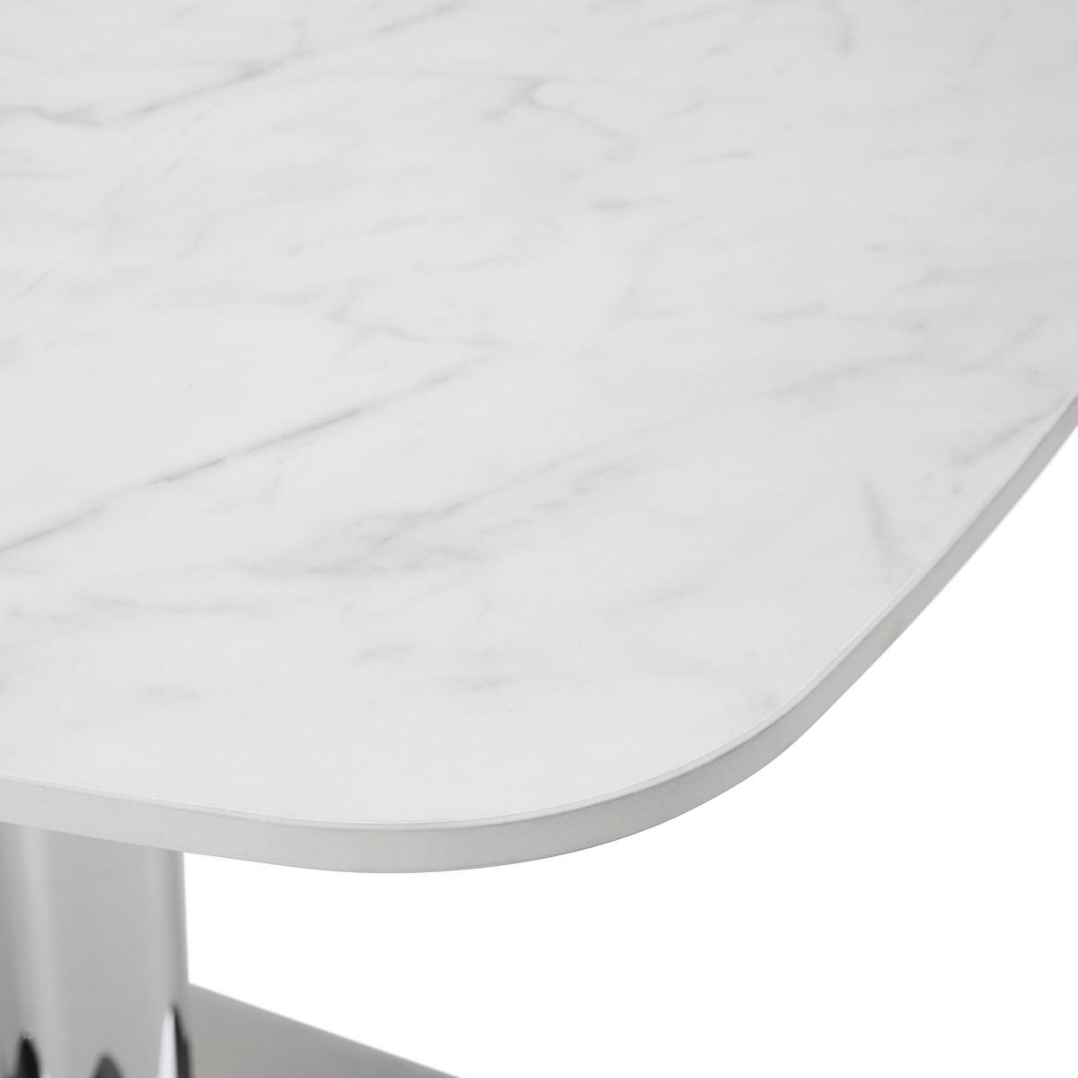 Bistrotisch Theo Weiß/Chromfarben - Chromfarben/Weiß, MODERN, Stein/Metall (70/70/75cm) - Premium Living