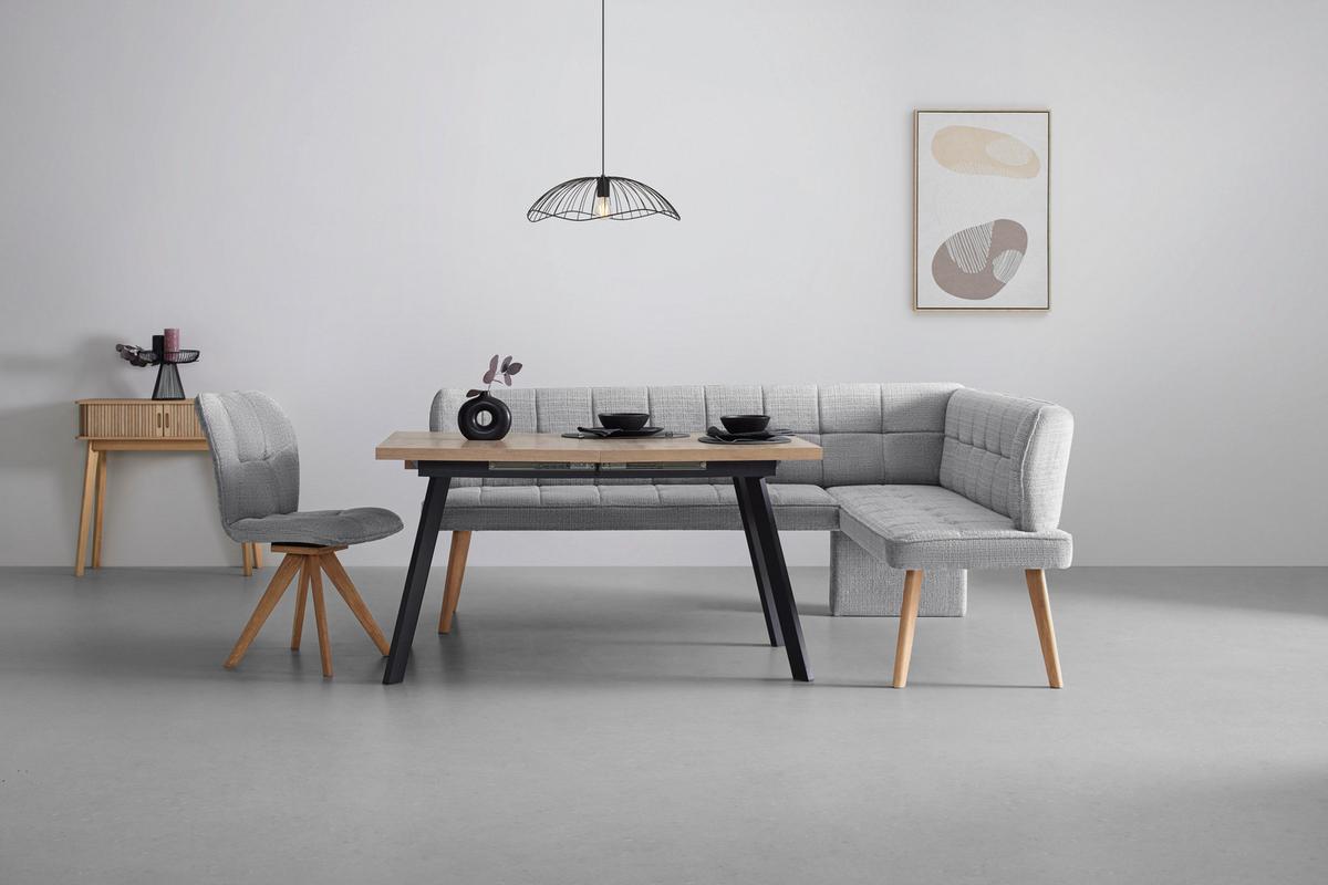 Eckbank Alba links Hellgrau - Eichefarben/Hellgrau, Modern, Holz/Textil (217/87/173cm) - Mömax
