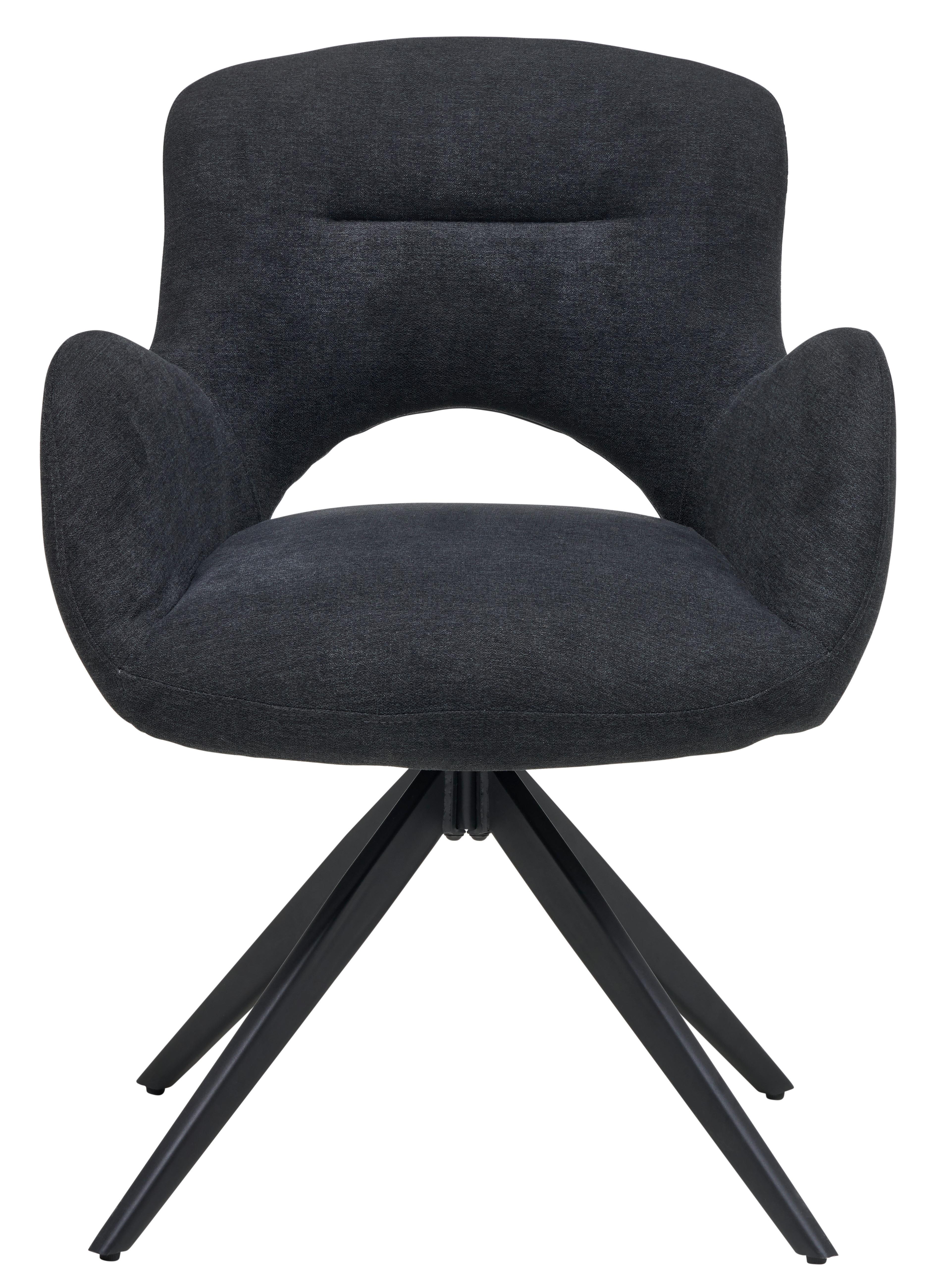 KRZESŁO Z PODŁOKIETNIKAMI ELLA - czarny, Modern, metal/drewno (62/84/62cm) - Livetastic