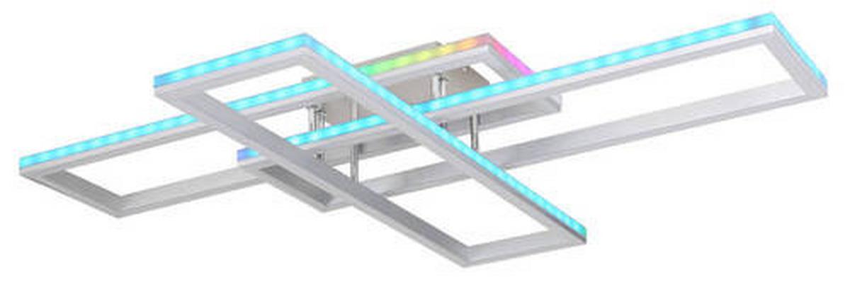 LED-Deckenleuchte Salmos Opal/Silberfarben max. 50 Watt - Silberfarben/Opal, Design, Kunststoff/Metall (100/69,5/13,5cm) - Globo