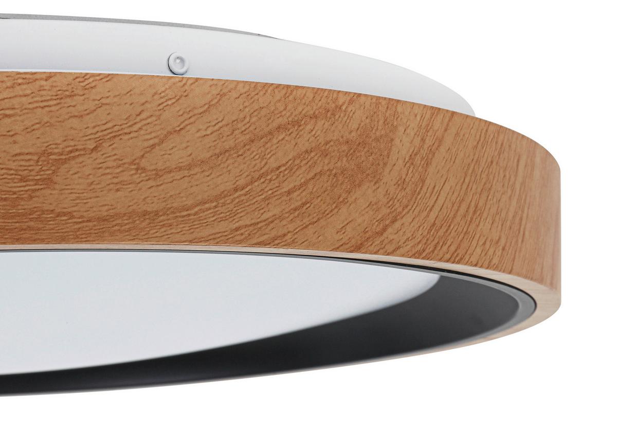 LAMPA SUFITOWA TINA - kolor dębowy/czarny, Trend, tworzywo sztuczne/metal (40/7cm) - Novel