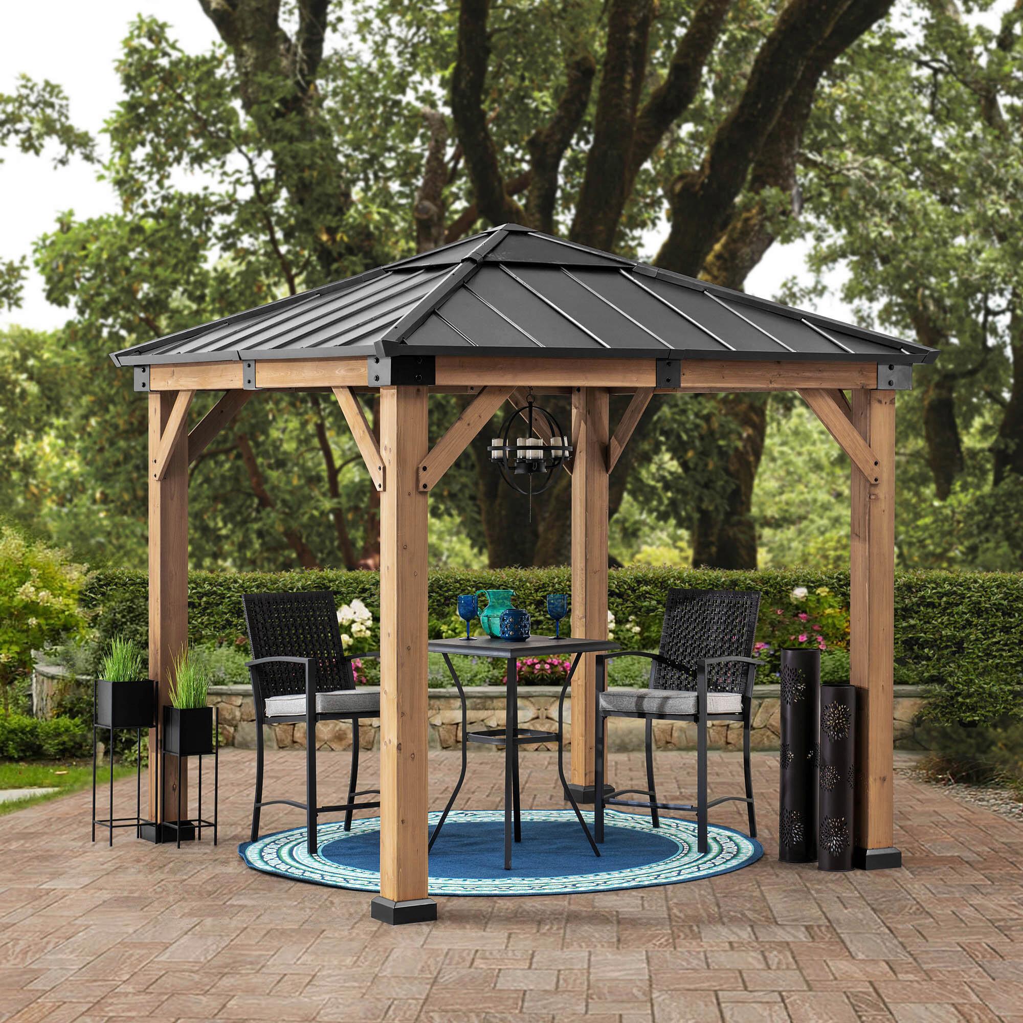 Pavillon Gazebo Rapi Anthrazit/Naturfarben - Anthrazit, Basics, Metall (273/274/273cm) - Modante
