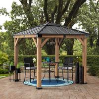 Pavillon Gazebo Rapi Anthrazit/Naturfarben - Anthrazit, Basics, Metall (273/274/273cm) - Modante