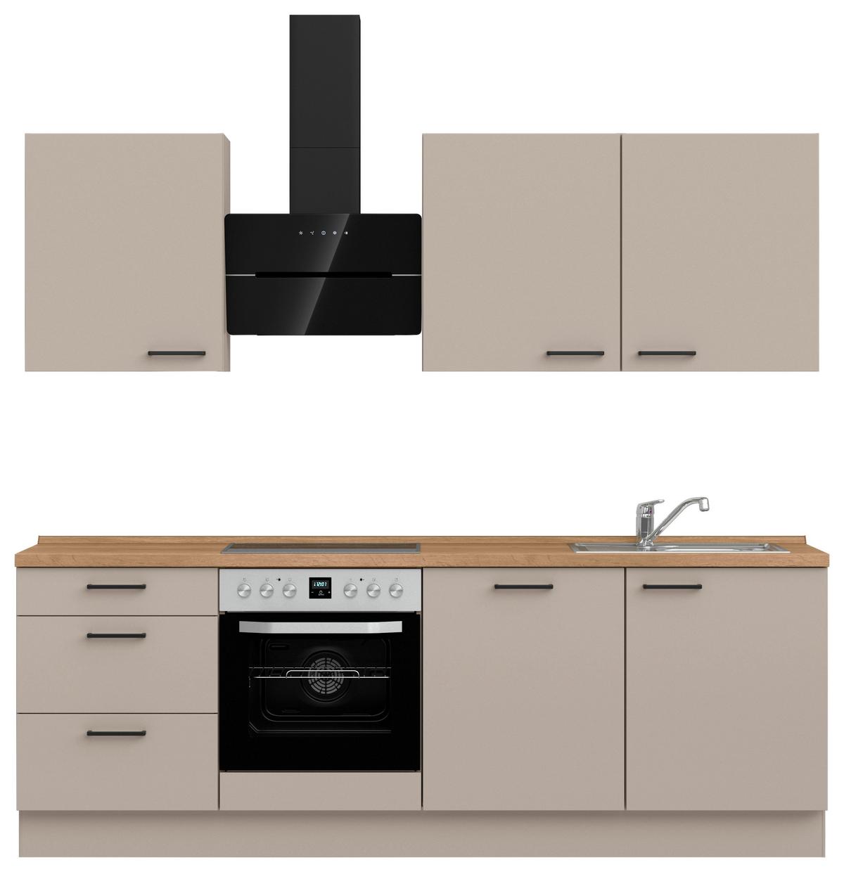 Küchenleerblock Easytouch High o. Geräte Sandfarben - Sandfarben/Eichefarben, MODERN, Holzwerkstoff/Metall (240cm) - Nobilia
