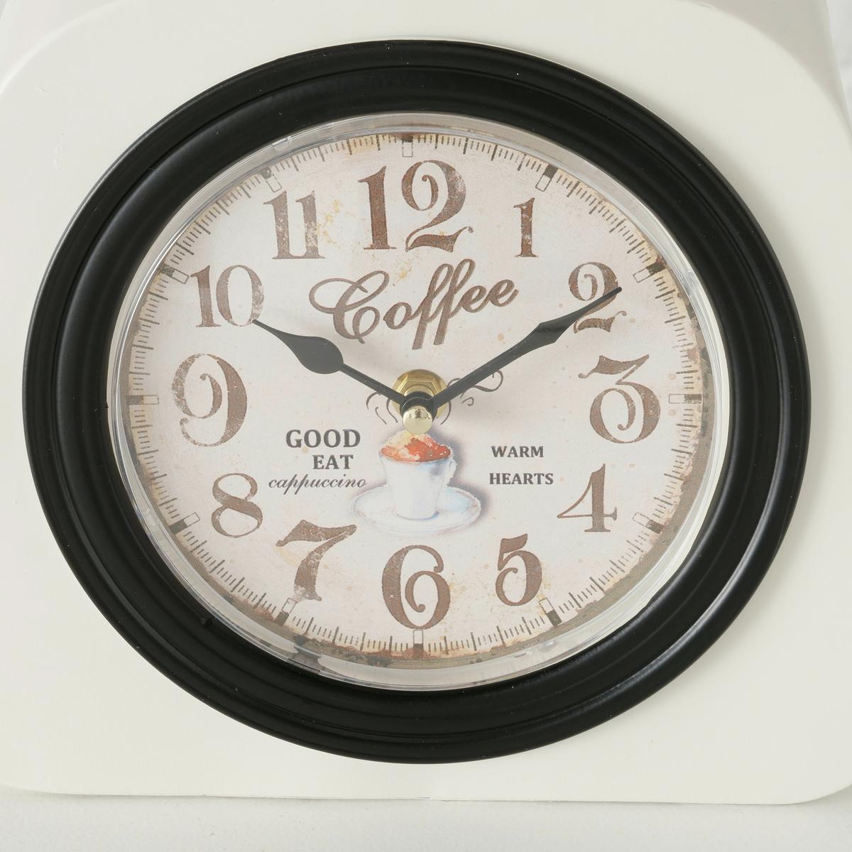 Tischuhr Waage II aus Metall - Weiss, Modern, Metall (28/30/22cm)