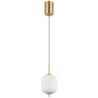 LED-Hängeleuchte Ewald Opal/Schwarz/Messing max. 7 W - Messingfarben/Opal, KONVENTIONELL, Glas/Kunststoff (13,5/220cm) - Globo