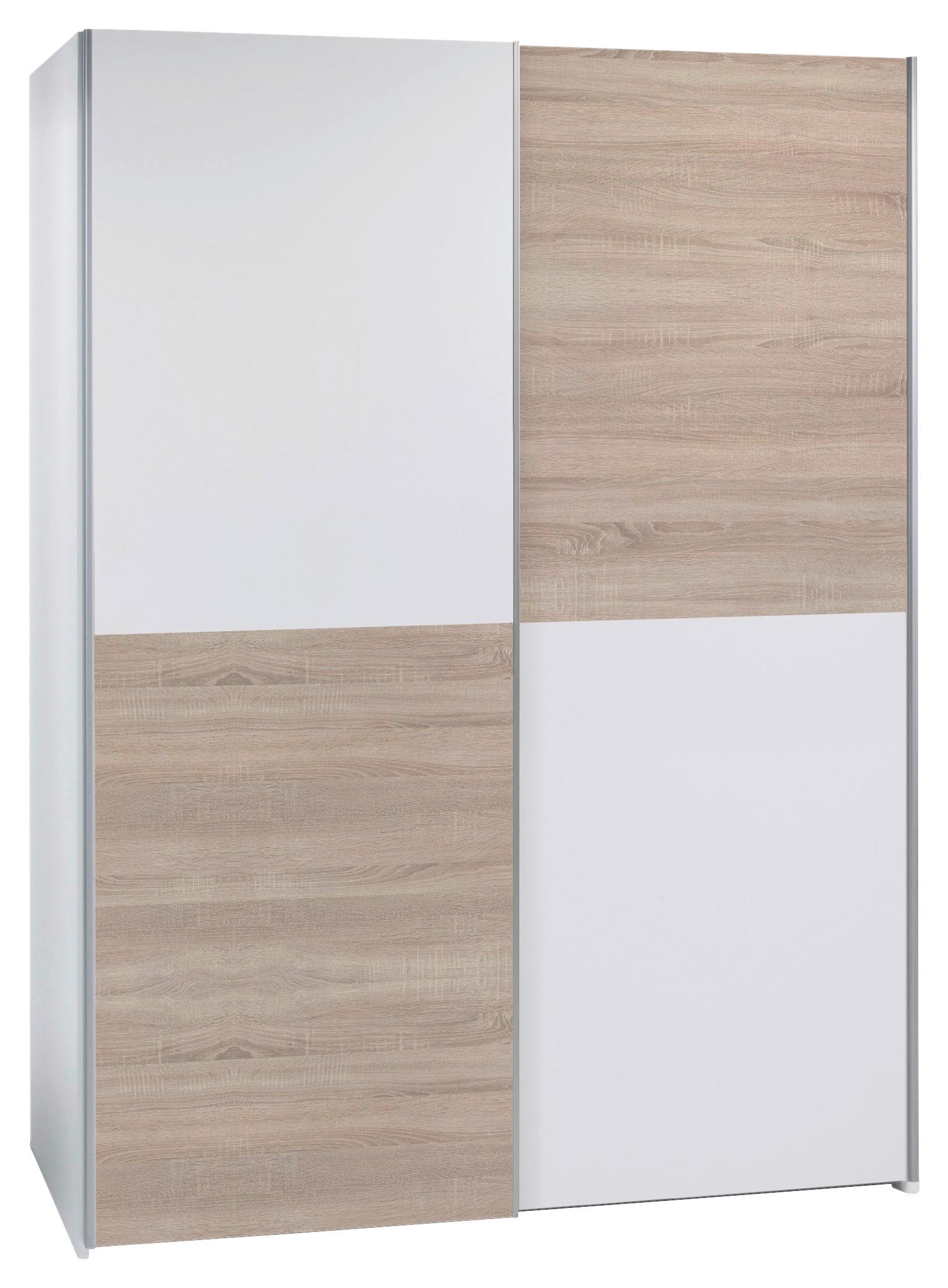 Omara Z Drsnimi Vrati Time, Bela, Barva Hrasta - bela/barve aluminija, Design, kovina/leseni material (170/195/57,5cm) - P & B