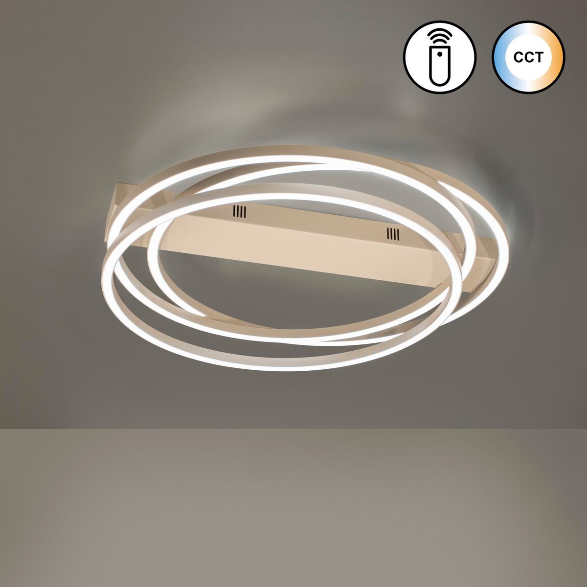 LAMPA SUFITOWA LED 21566 KIKU - kolor piaskowy, Design, metal (56/56/8,5cm) - Fischer & Honsel