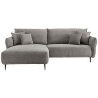Wohnlandschaft Vanilla Graubraun Cord - Graubraun/Schwarz, Design, Textil/Metall (178/264-302cm) - P & B