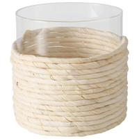 Windlicht Salea I in Naturfarben Ø ca. 13,2cm - Naturfarben, Romantik / Landhaus, Glas/Naturmaterialien (13,2/12,8cm) - Modern Living