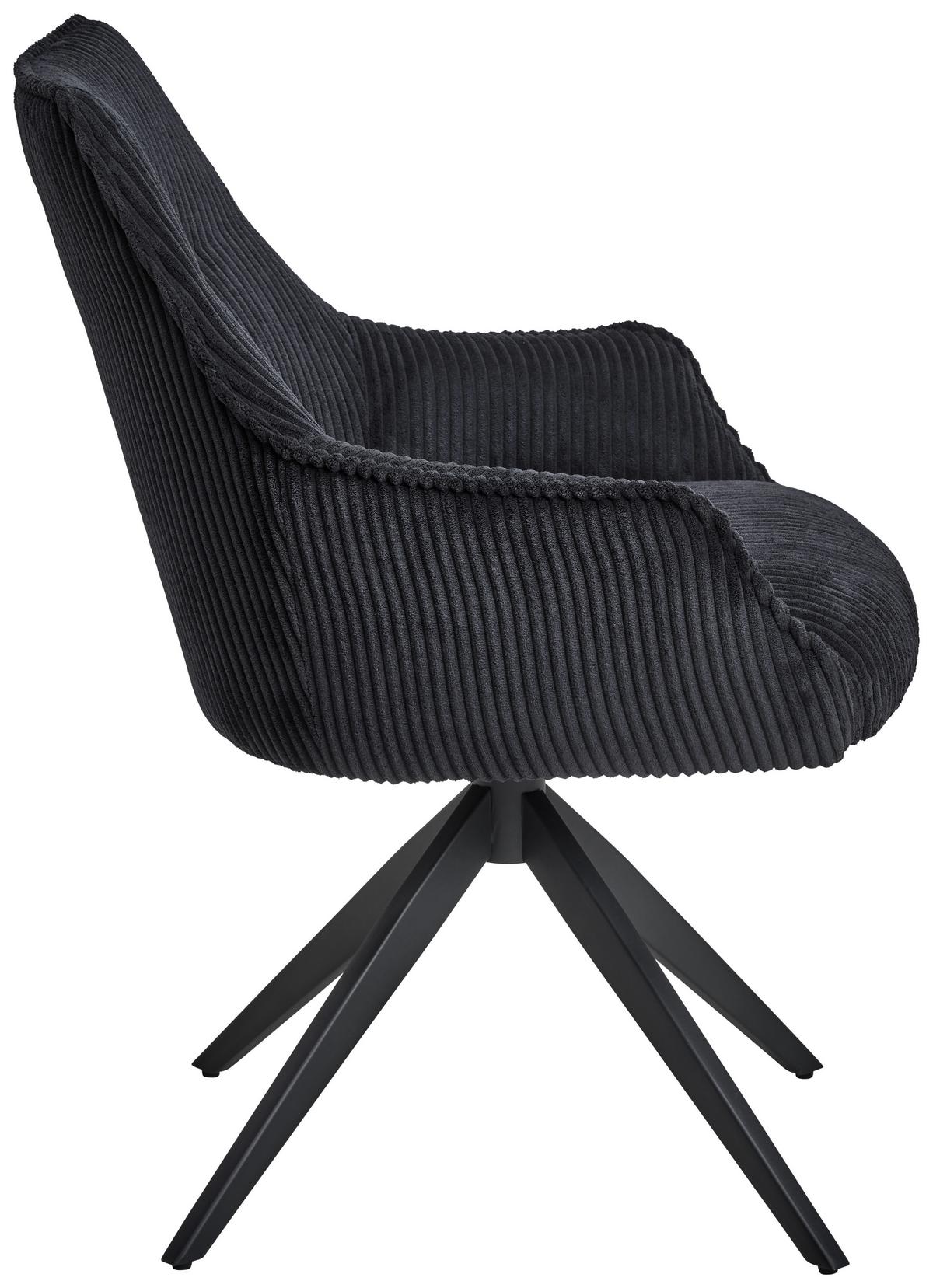 KRZESŁO Z PODŁOKIETNIKAMI YUKI - czarny, Lifestyle, metal/tkanina (61/87/65cm) - MID.YOU