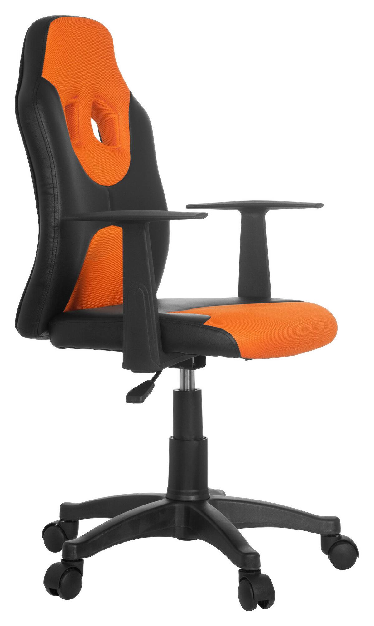 Mladinski Vrtljivi Stol Kid Racer Al, Črna, Oranžna - črna/oranžna, Basics, umetna masa (54/90-100/48cm) - MID.YOU