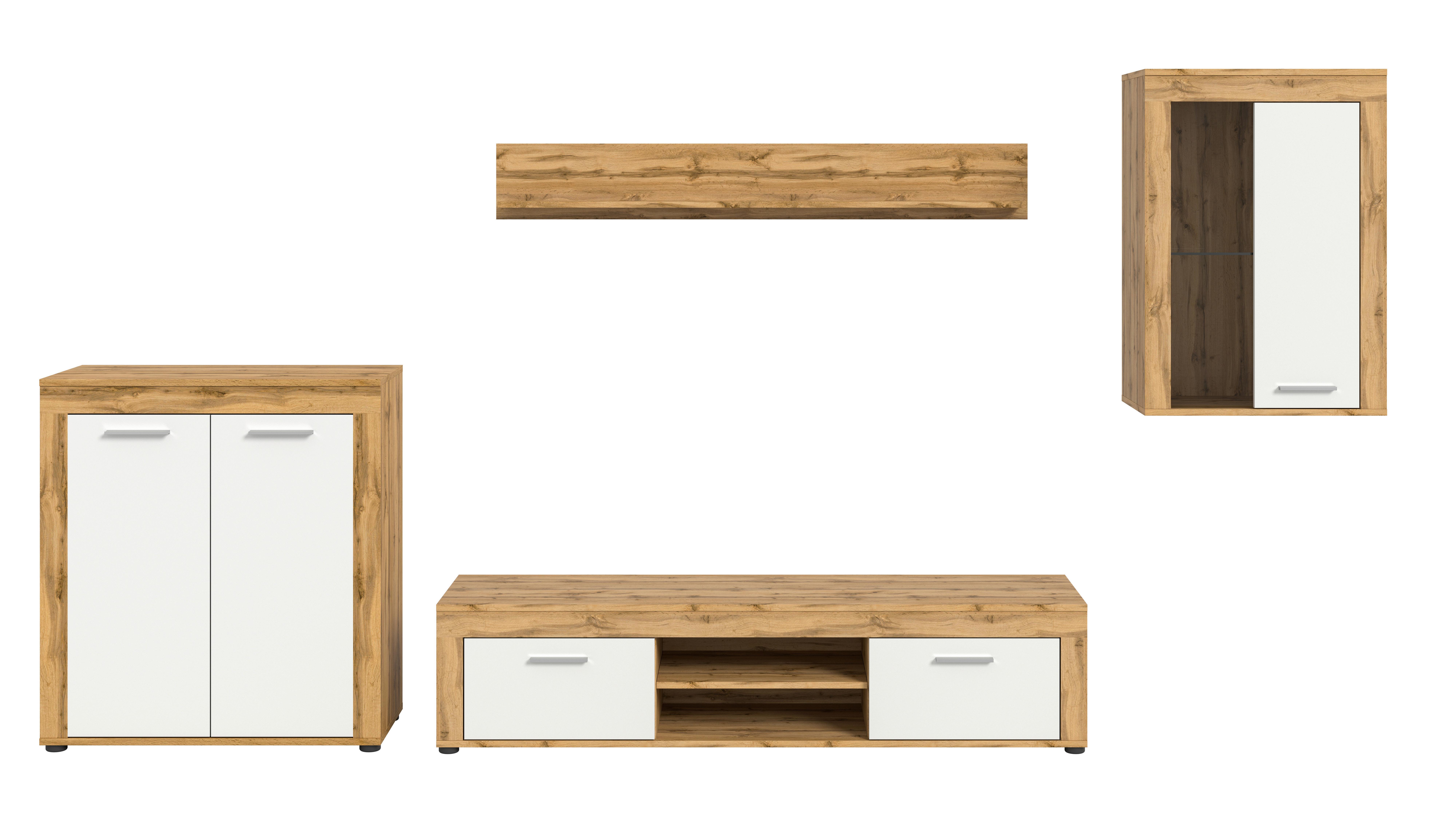 ANSAMBLU MOBILIER CAMERA DE Z JAM - stejar Wotan, Design, sticlă/material pe bază de lemn (330/169/35cm) - Modern Living