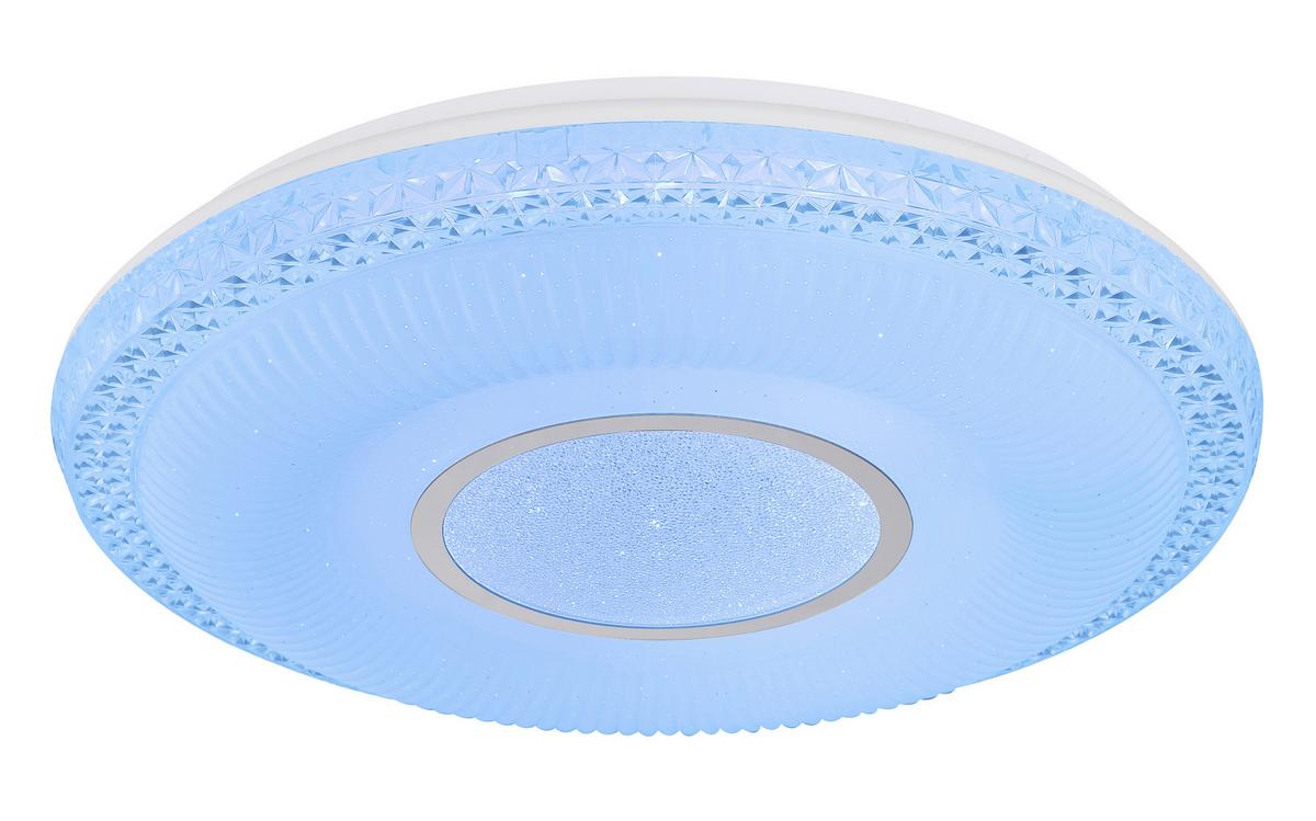 LED-DECKENLEUCHTE 48411-40RGB KLEMENS - Chromfarben/Weiss, Konventionell, Kunststoff/Metall (50/9cm) - Globo