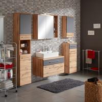 Visoka Omara Float, Hrast, Antracit - barve kroma/barve hrasta, Moderno, kovina/steklo (50/194/33cm) - Premium Living