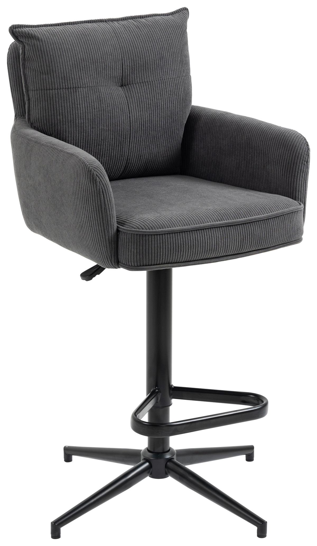 STOŁEK BAROWY POINT - antracytowy/czarny, Design, metal/tkanina (54/98-120/58cm) - Novel