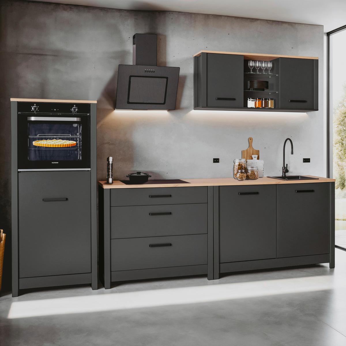 Geräteumbauschrank Venet Anthrazit/Artisan Eiche - Anthrazit/Schwarz, ROMANTIK / LANDHAUS, Holzwerkstoff/Metall (70/167/60cm) - Mömax