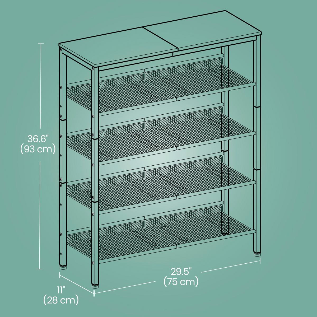 SCHUHREGAL SHOE RACK - Silberfarben/Schwarz, MODERN, Holzwerkstoff/Metall (75/93/28cm) - MID.YOU
