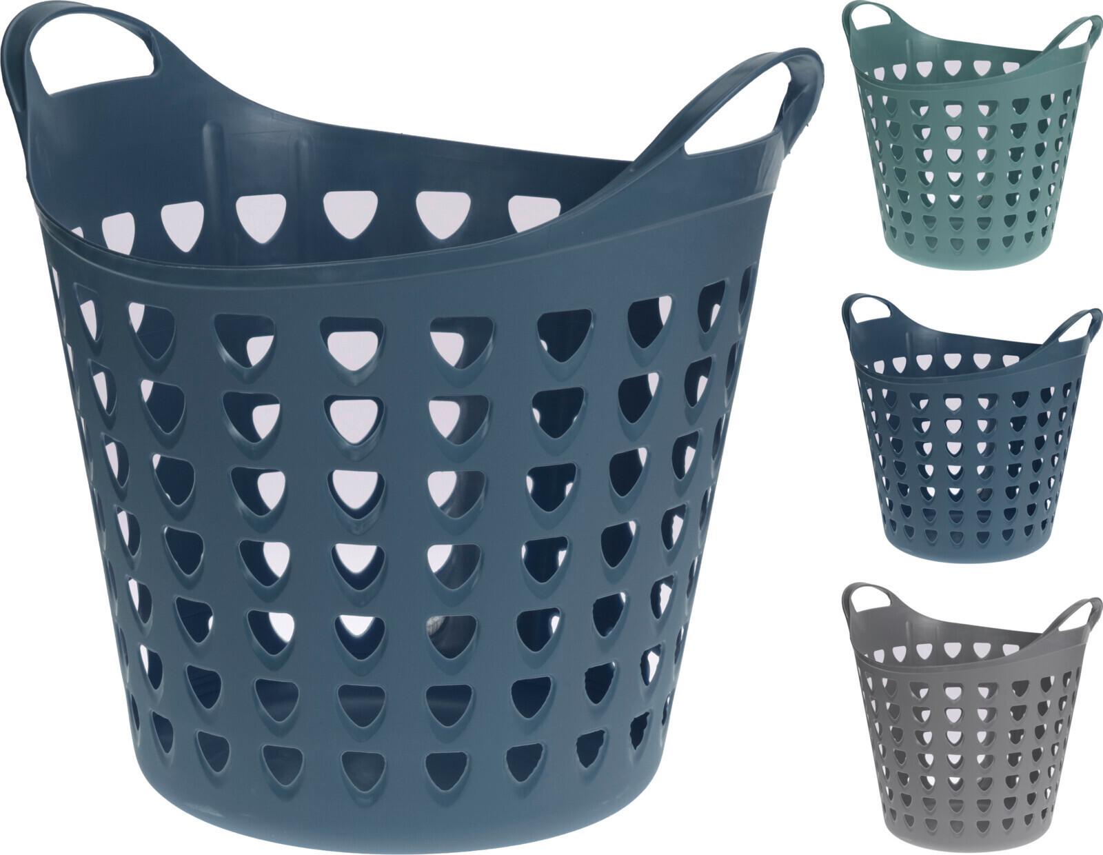 Ruháskosár Flexi - S - világosszürke/kék, Modern, műanyag (45/40cm)