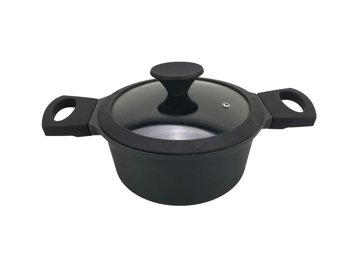 Kochtopf Black Line in Schwarz Ø ca. 20cm - Klar/Schwarz, KONVENTIONELL, Glas/Kunststoff (20/9,6cm) - Gourmesto