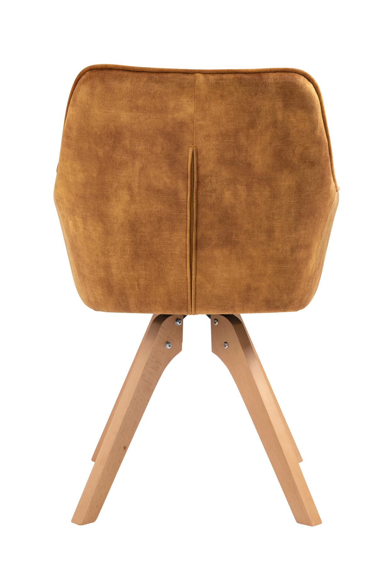 Naslanjač Samt, Zlata, Vrtljiv - zlate barve/barve hrasta, Moderno, tekstil/les (59/85/61cm) - Livetastic